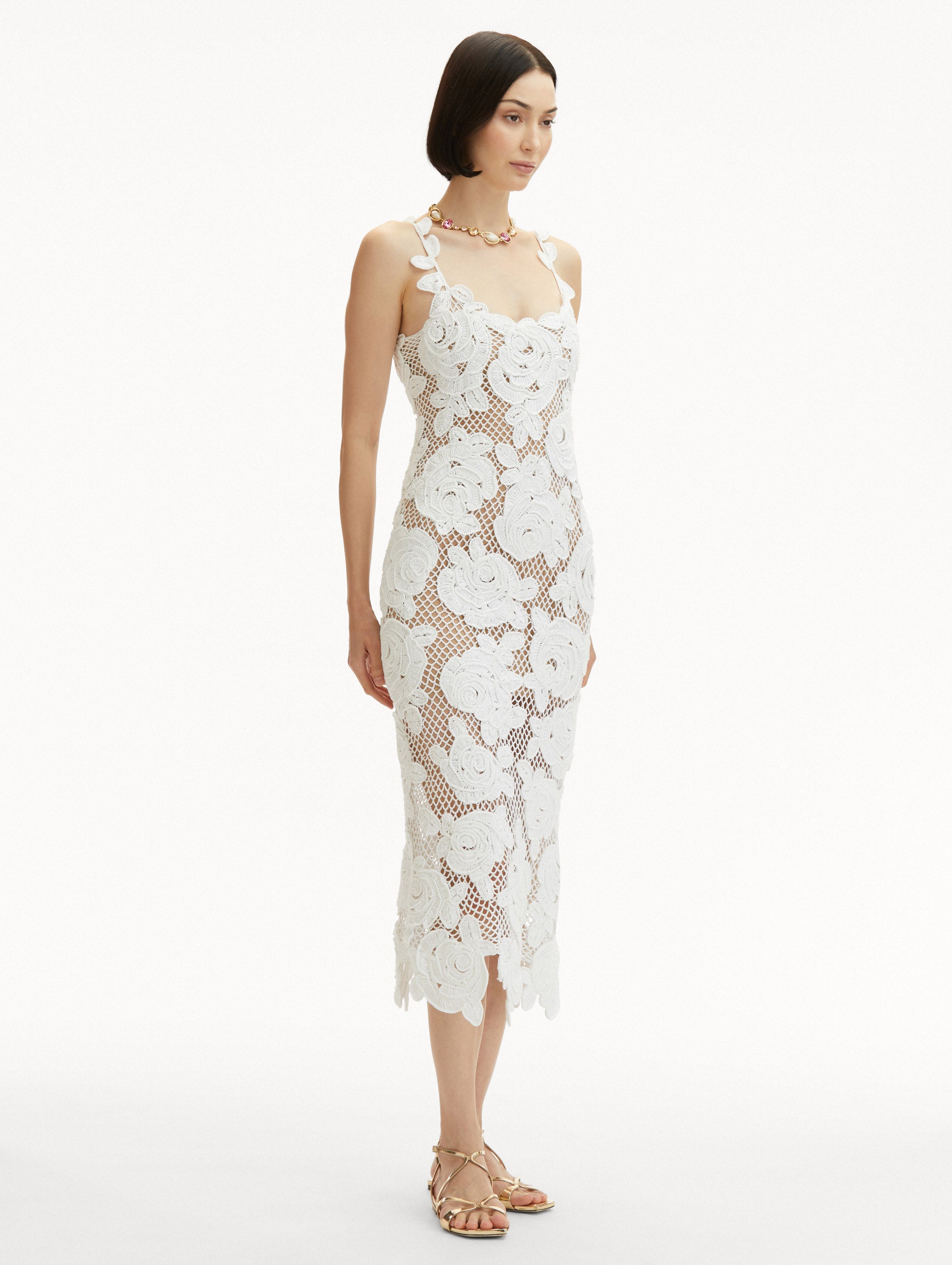 English Rose Crochet Dress - Elegant Floral Lace Summer Dress for Women | Perfect for Weddings, Garden Parties & Beach Vacations