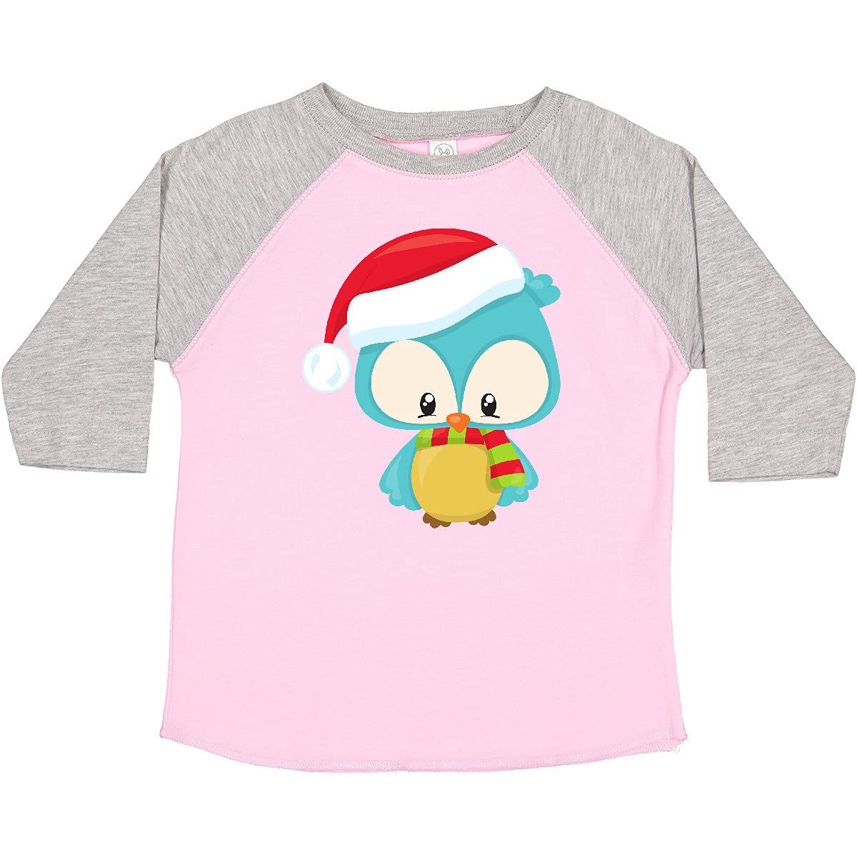 Inktastic Christmas Owl Toddler T-Shirt - Cute Owl with Santa Hat & Scarf - Holiday Outfit for Kids, Family Photos & Christmas Parties