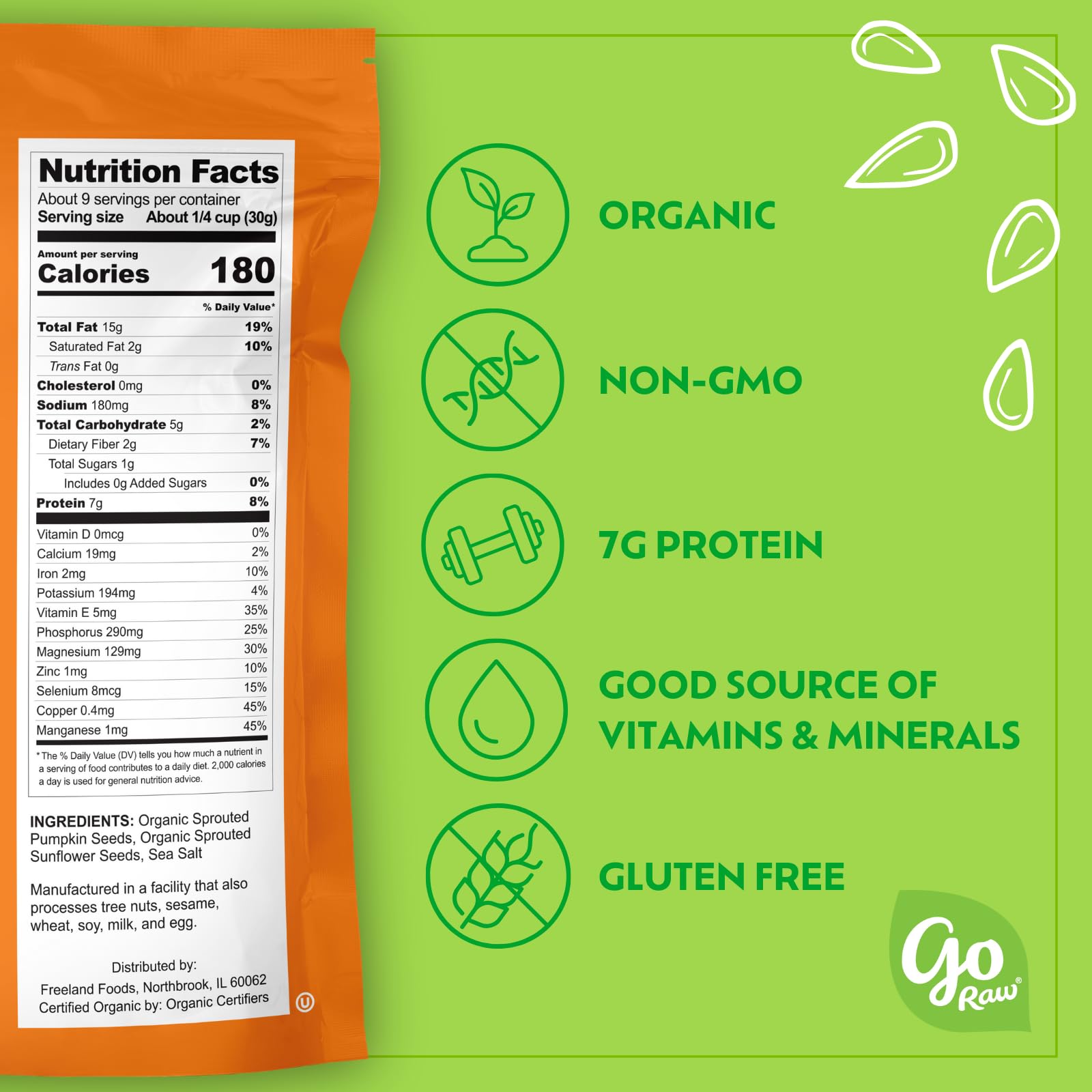 Go Raw Organic Sprouted Pumpkin & Sunflower Seeds - 10 oz, Sea Salted, Keto, Paleo, Vegan, Kosher, Gluten-Free Superfood Snack for Salads, Yogurt & Healthy On-The-Go Eating