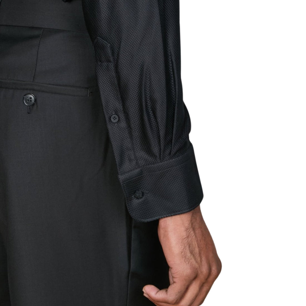 ABELARD Slim Fit Button Evening Shirt for Men - Single Cuff Formal Dress Shirt in Black - Perfect for Weddings, Business Meetings & Special Occasions