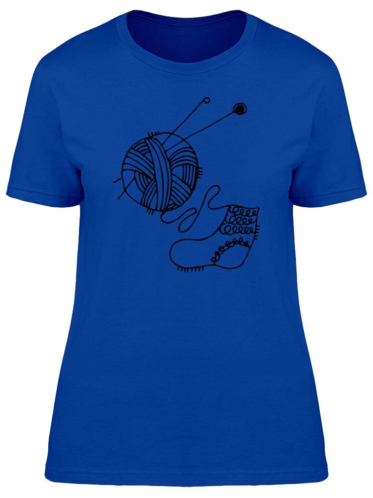 Women's Ball of Threads and Sock Tee - Soft Comfortable Knit T-Shirt for Casual Wear, Lounge & Everyday Outfits