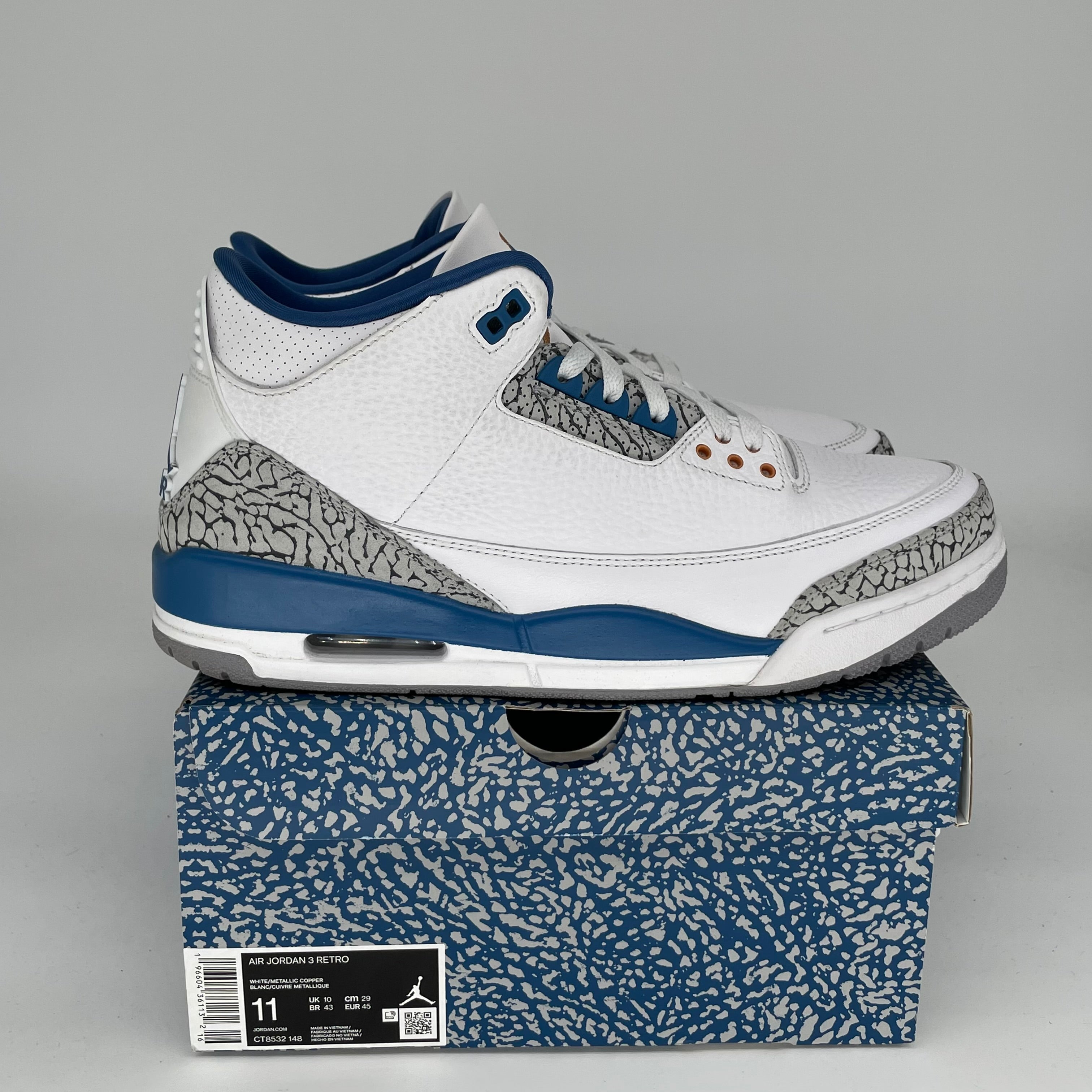 AIR JORDAN 3 Retro Wizards Basketball Shoes Men's Size 11 - Style CT8532-148 | Authentic NBA Sneakers for Streetwear & Basketball Games