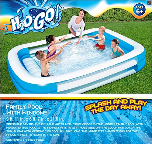 Bestway H2OGO! Inflatable Family Swimming Pool with Clear Windows - Large Outdoor Inflatable Pool for Kids & Adults, Perfect for Backyard, Garden, and Summer Parties