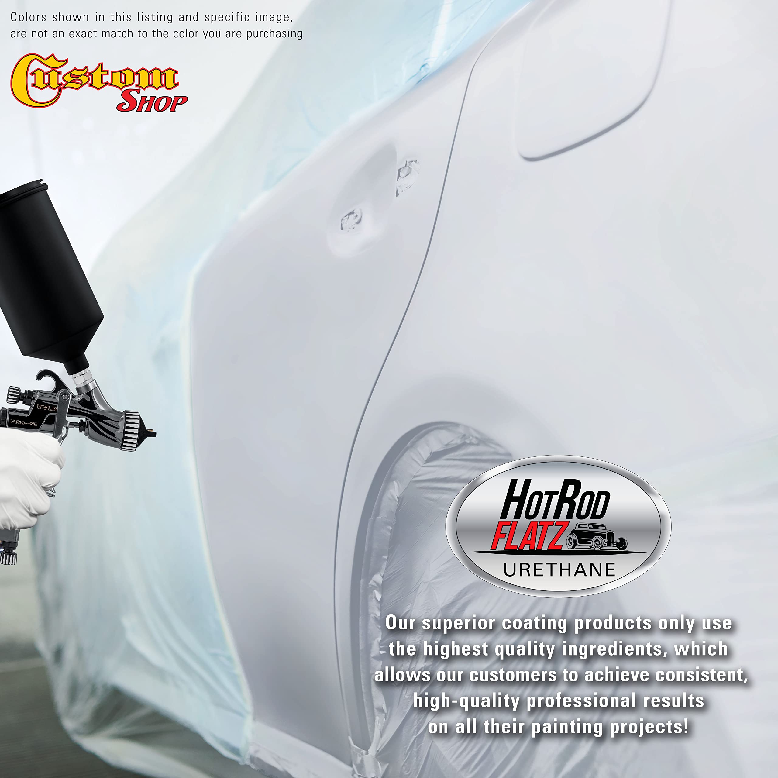 Custom Shop Winter White Hot Rod Flatz Flat Matte Satin Urethane Auto Paint - Complete Gallon Paint Kit (4:1 Mix Ratio) - Professional Low Sheen Automotive & Truck Coating for Classic Cars, Hot Rods & Custom Vehicles