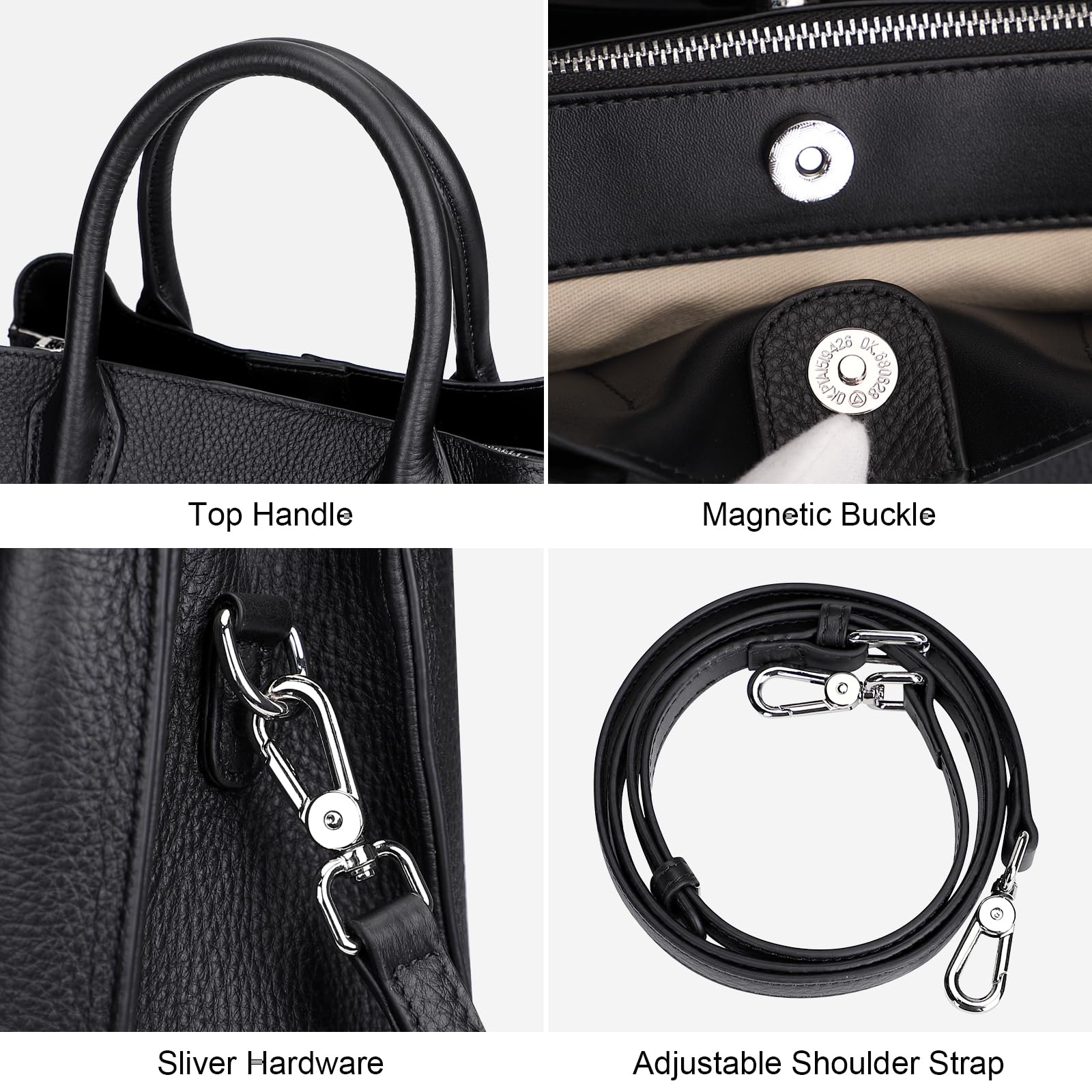 Genuine Leather Satchel Bags for Women - Medium Top Handle Handbag, Classic Crossbody Purse | Perfect for Work, Travel & Everyday Use