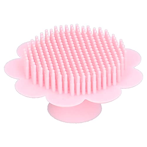 Baby Shampoo Brush - Soft Silicone Head Scrubber with Suction Cups | Gentle Exfoliator for Newborn & Infant Bath Time | Cradle Cap Care & Relaxing Massage (Pink)