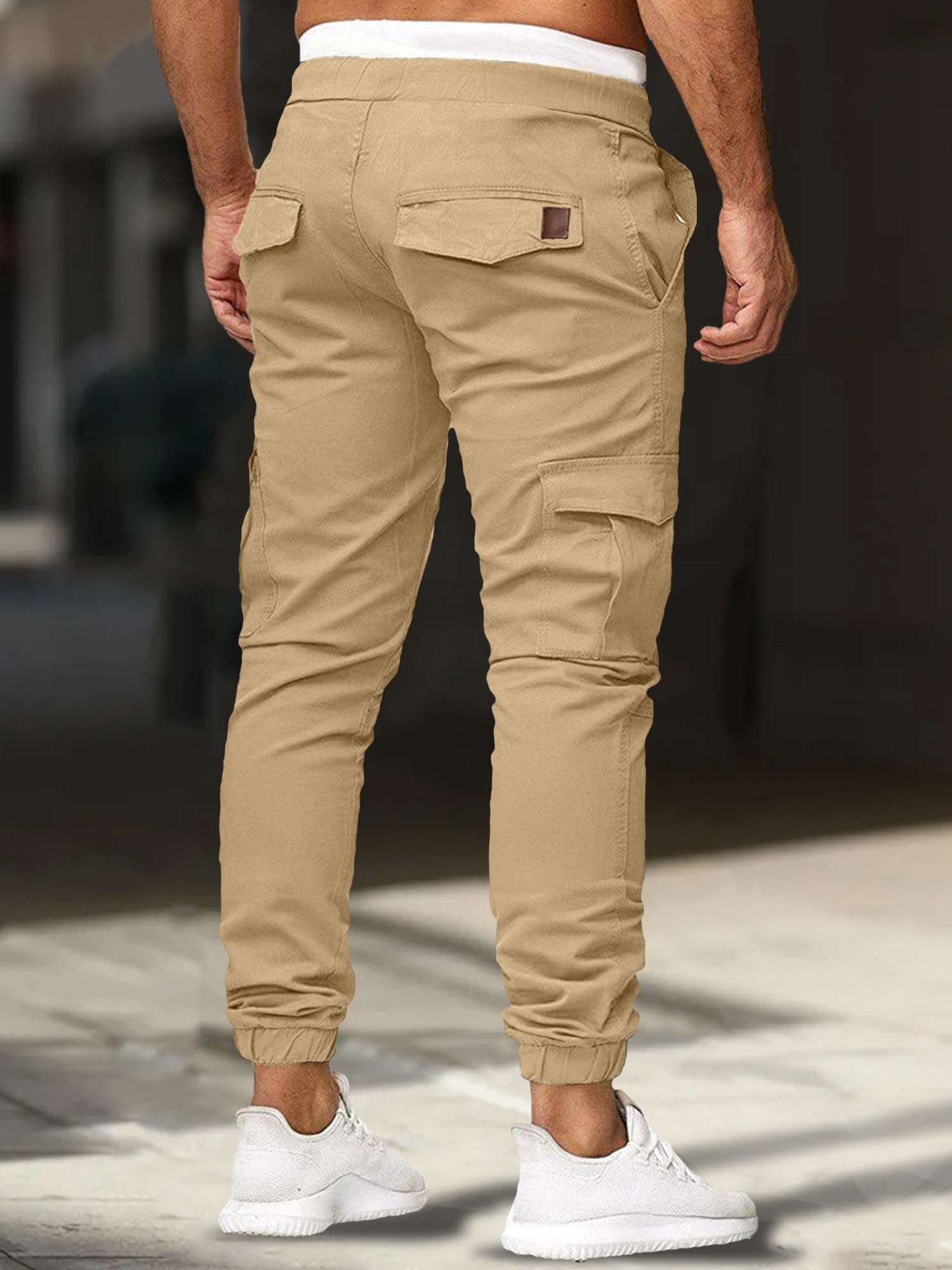 Comdecevis Men's Cargo Pants - Cotton Casual Joggers with 6 Pockets, Drawstring Sweatpants for Hiking, Outdoor & Workout | Perfect for Travel, Gym & Everyday Wear