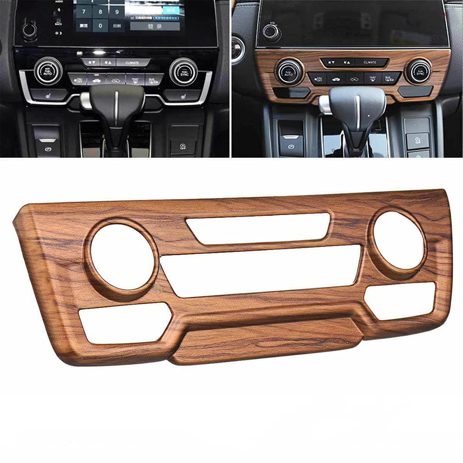 Carbon Fiber & Peach Wood Grain Center Console Armrest Cover for Honda Civic 2016-2021 - Interior Trim Protector & Decorative Panel (Brown) | Upgrade Your Car's Luxury Style for Daily Commute & Road Trips