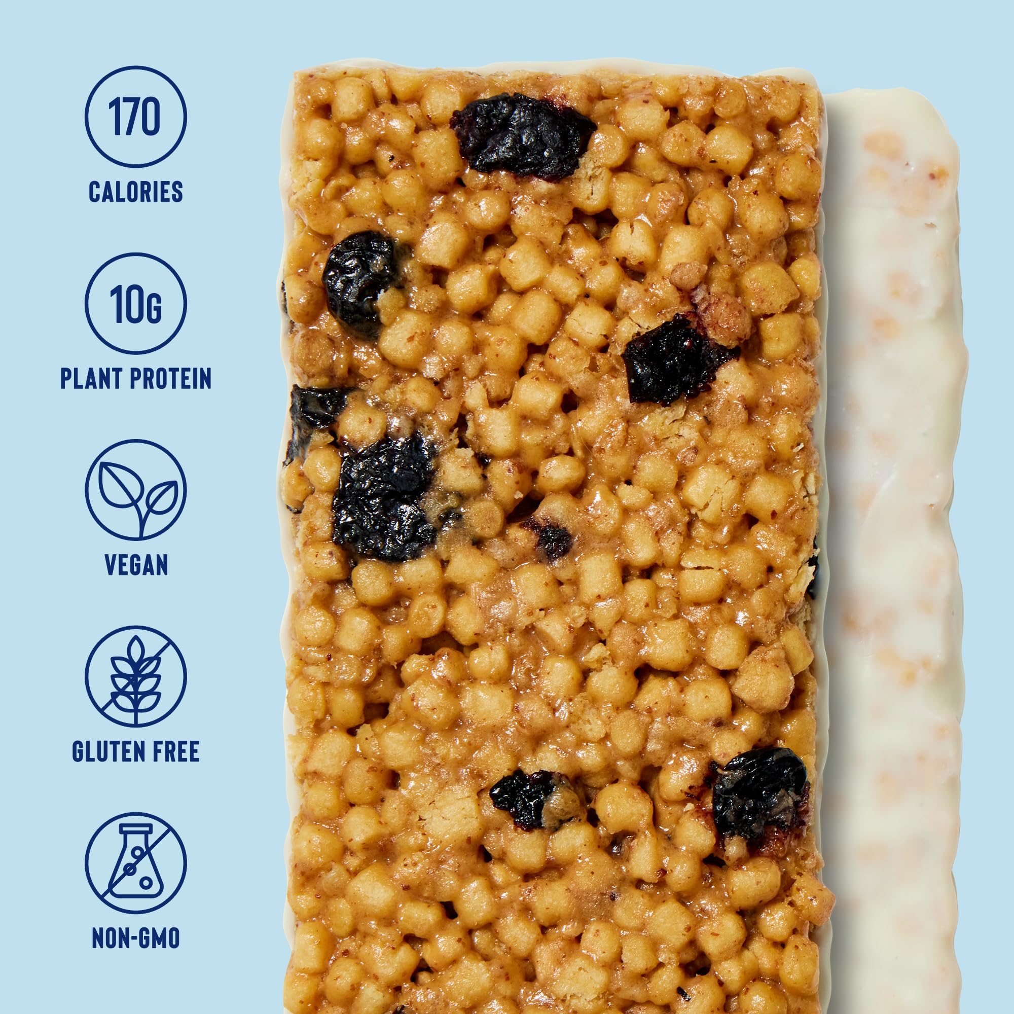 Mezcla Puff-Crispy Protein Bar - Maple Blueberry Flavor | Vegan, Gluten-Free, Plant-Based Protein Snack | Perfect for Post-Workout Recovery, Healthy Breakfast & On-the-Go Energy Boost