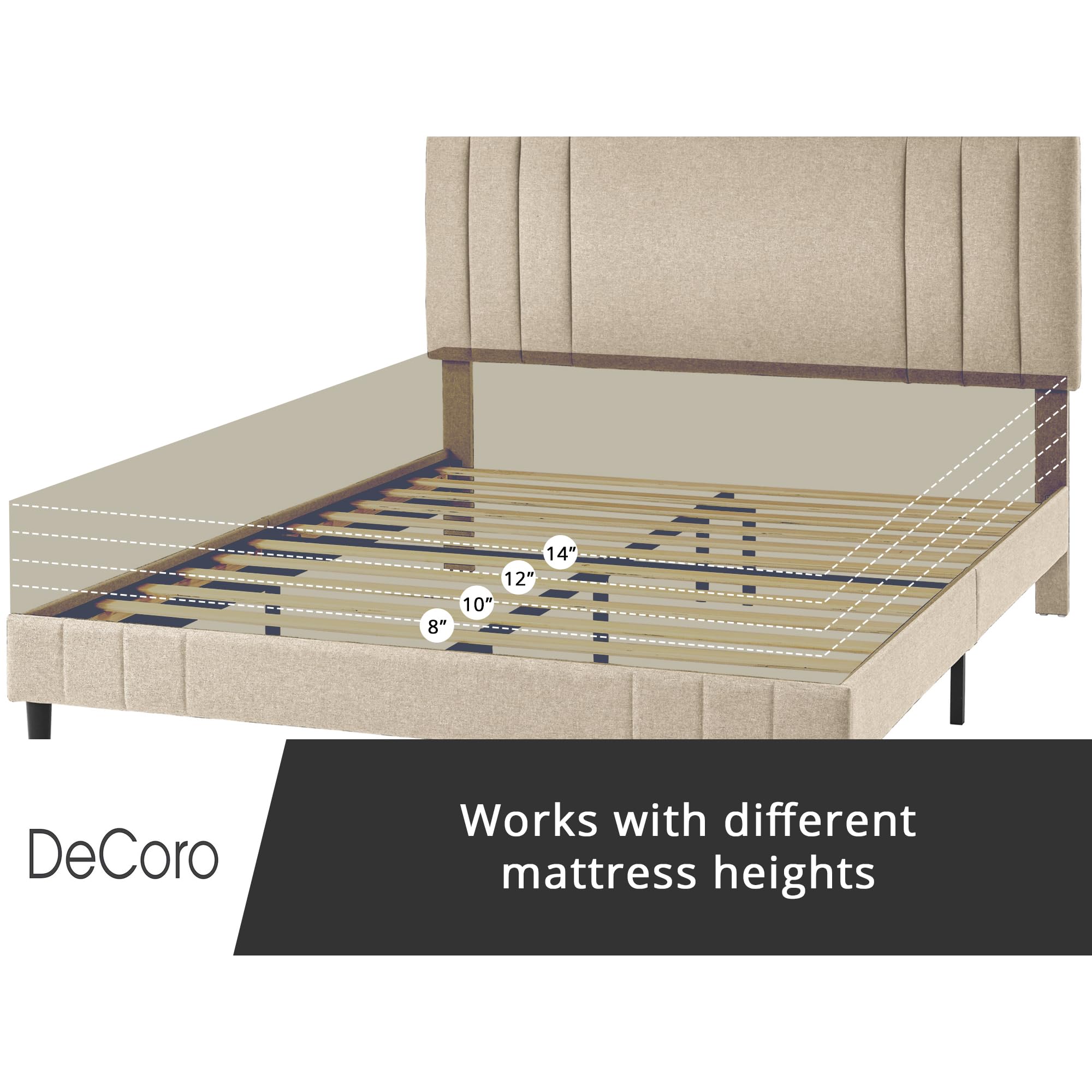 Chicago Modern Tufted Upholstered Platform King Size Bed Frame with Linen Fabric - Luxury Bedroom Furniture for Master Suite, Guest Room & Apartment