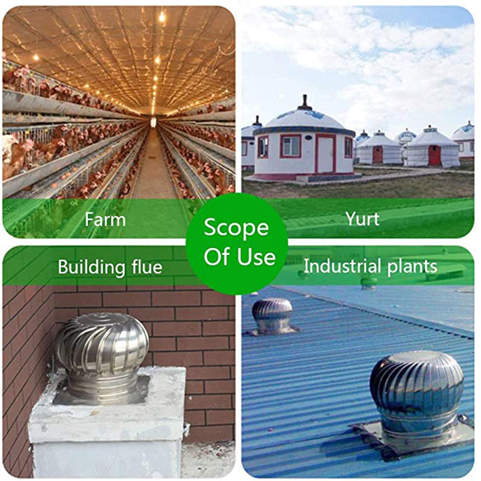 Stainless Steel Roof Turbine Ventilator - 150mm Energy Saving Wind Exhaust Fan for Attic, Farm, Factory & Warehouse Ventilation - Weatherproof Chimney Cap & Air Duct Cover for Outdoor Use
