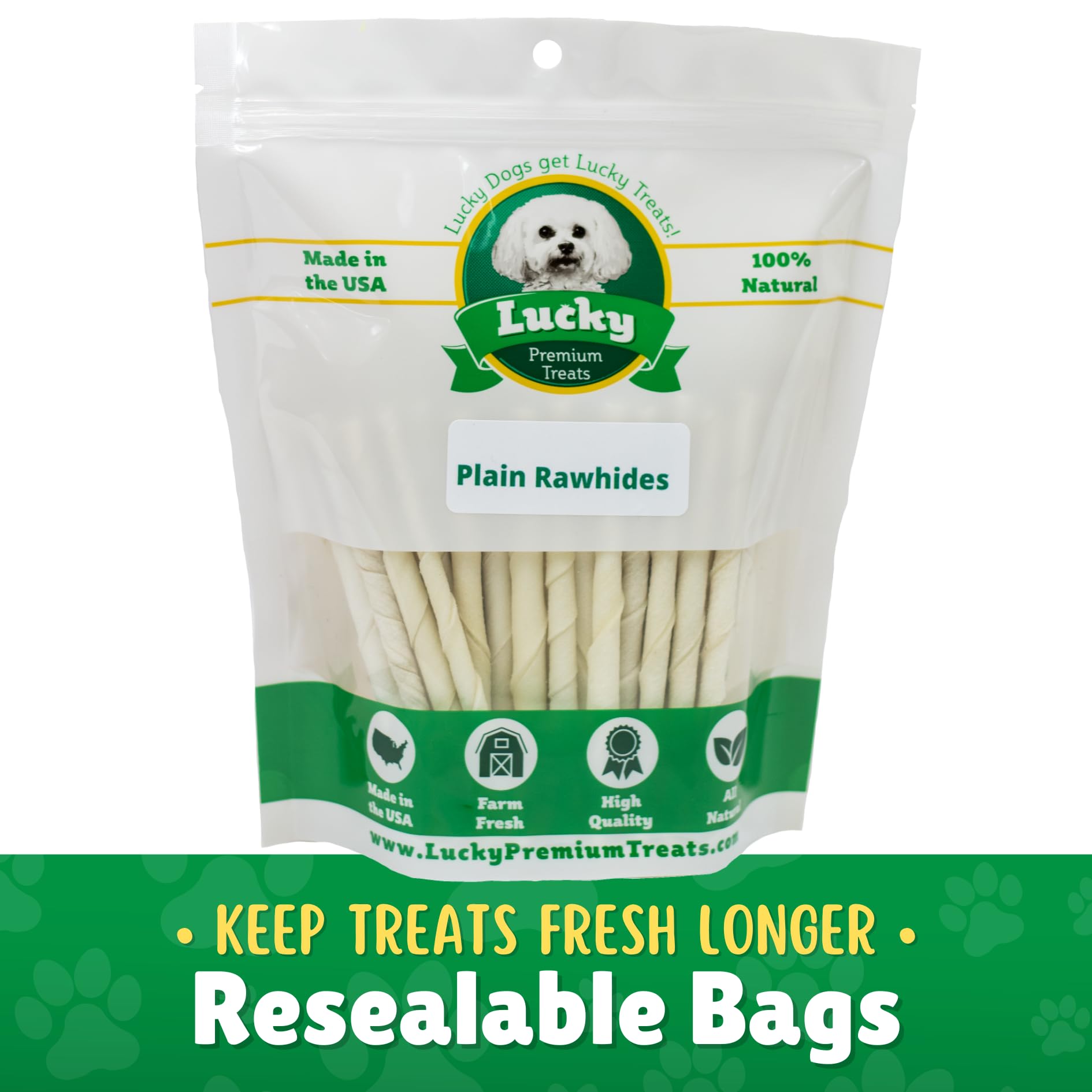 Premium All-Natural Rawhide Dog Chews - Gluten Free Small Dog Treats (60 Count) for Puppies & Adult Dogs - Dental Health & Teething Relief - Perfect for Training Rewards and Anxiety Relief