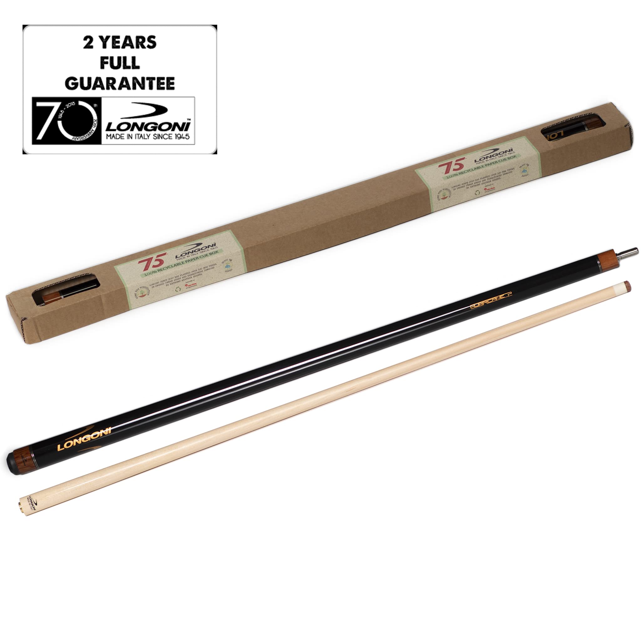 Longoni Hurricane 2 Pool Billiard Cue with Premium Maple Shaft & VP2 Joint - Professional Billiards Stick for Tournament Play & Home Game Rooms