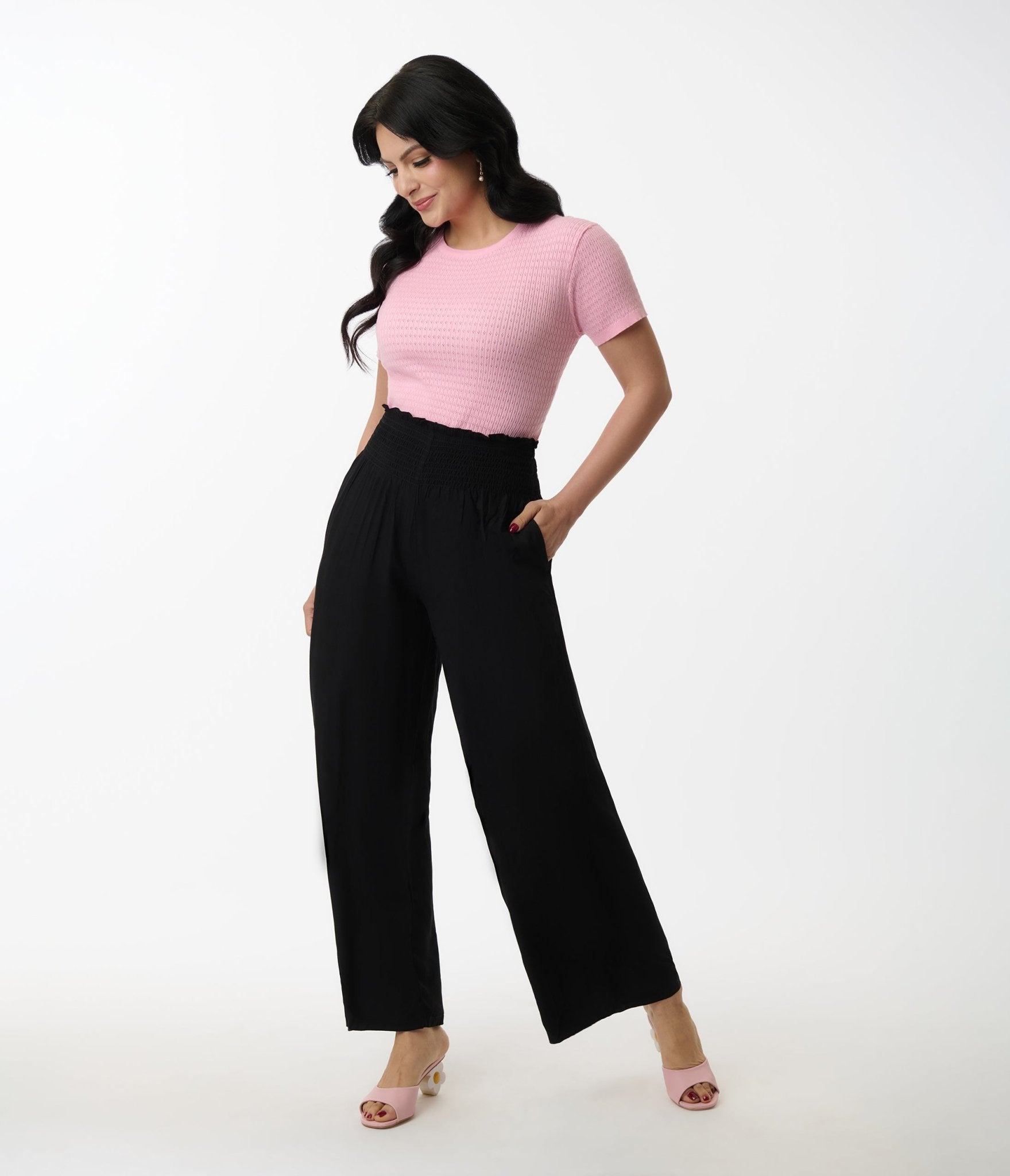 Black Straight Leg Pants for Women - High Waist Stretch Comfortable Office Work Trousers - Perfect for Business Casual, Workwear & Everyday Wear