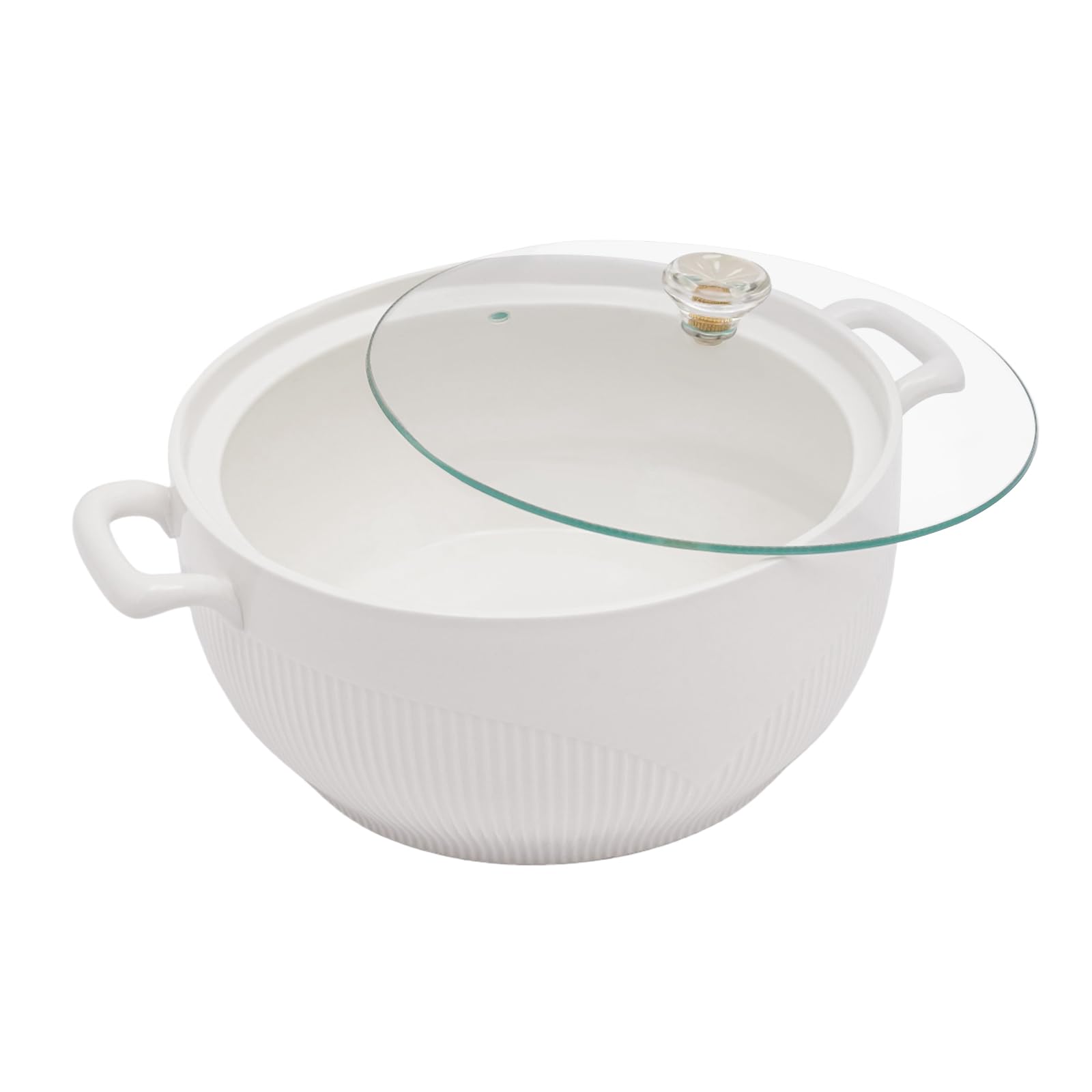 Premium White Porcelain Soup Tureen with Glass Lid - 8.54 Inch Ceramic Serving Bowl for Restaurants & Home Kitchens - Elegant Tableware for Soups, Stews & Decorative Serving