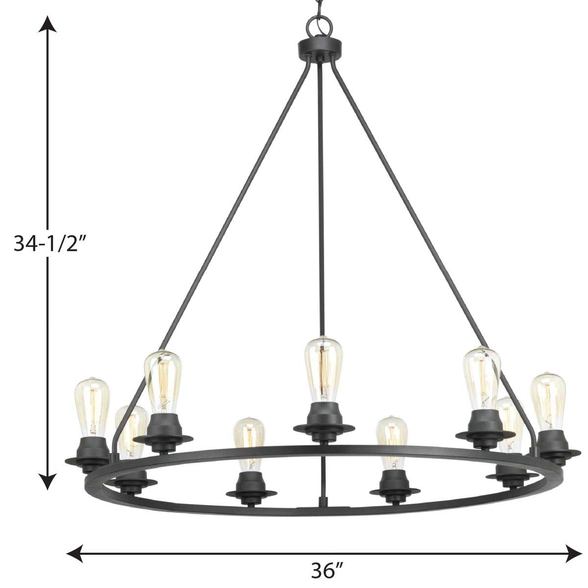 9-Light Farmhouse Chandelier in Graphite - Rustic Ceiling Lighting Fixture for Dining Room, Kitchen Island & Bedroom | Debut Collection
