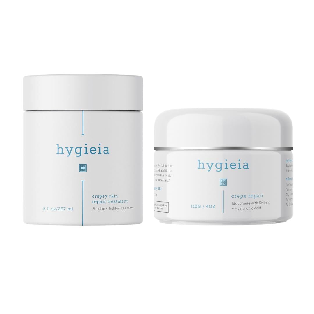 Hygieia Eternal Youth Bundle - Anti-Aging Crepey Skin Repair Cream 4oz & Hydrating Full Body Moisturizer 8oz | Deep Nourishment for Dry, Dull, Textured Skin | Perfect for Night Routine & Daily Skincare Regimen