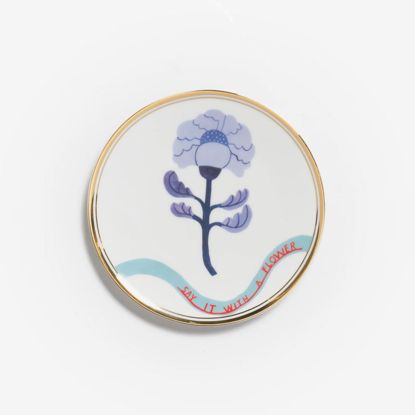 Bitossi Home Botanica Say It With A Flower Plate - Violet Ceramic Decorative Plate for Dining, Wall Art & Gift Giving | Elegant Floral Design for Home Decor, Kitchen & Special Occasions