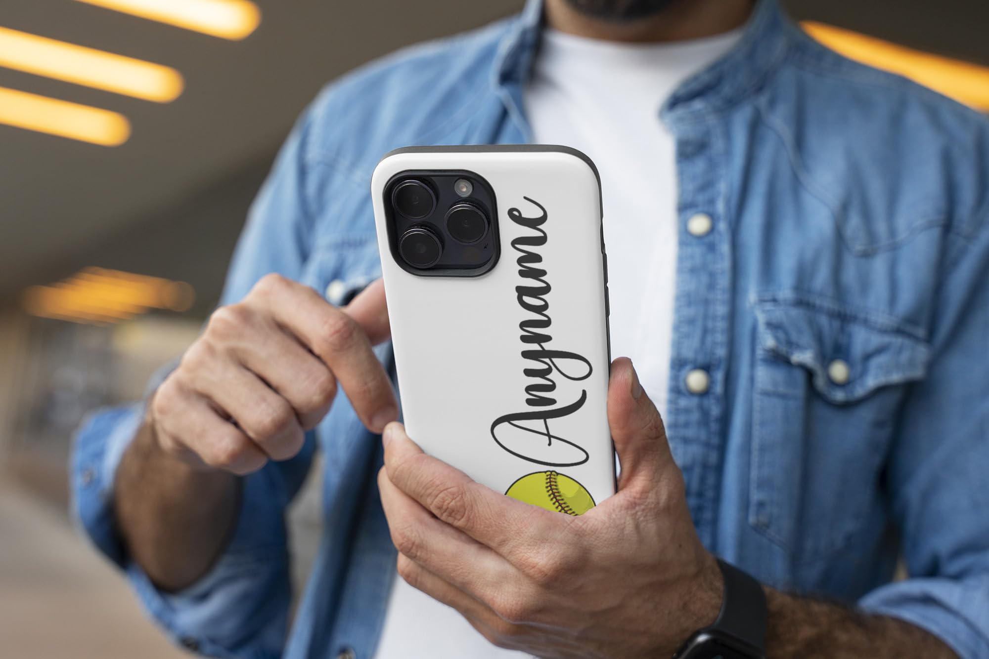 Custom Softball Phone Case with Personalized Name & Number - Durable Clear Protective Cover Compatible with iPhone 15/14/13/12/11/X/XR/XS/Pro Max/Ultra - Perfect for Baseball Games, Sports Fans & Team Spirit (Softball V1)