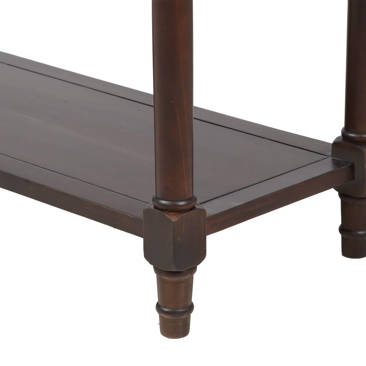 JULYFOX Mid Century Modern Small Sofa Console Table with 2 Drawers & Shelf - Slim Entryway Hallway Table for Living Room, Office, Bar & Espresso Areas - Perfect for Small Space Organization & Stylish Home Decor