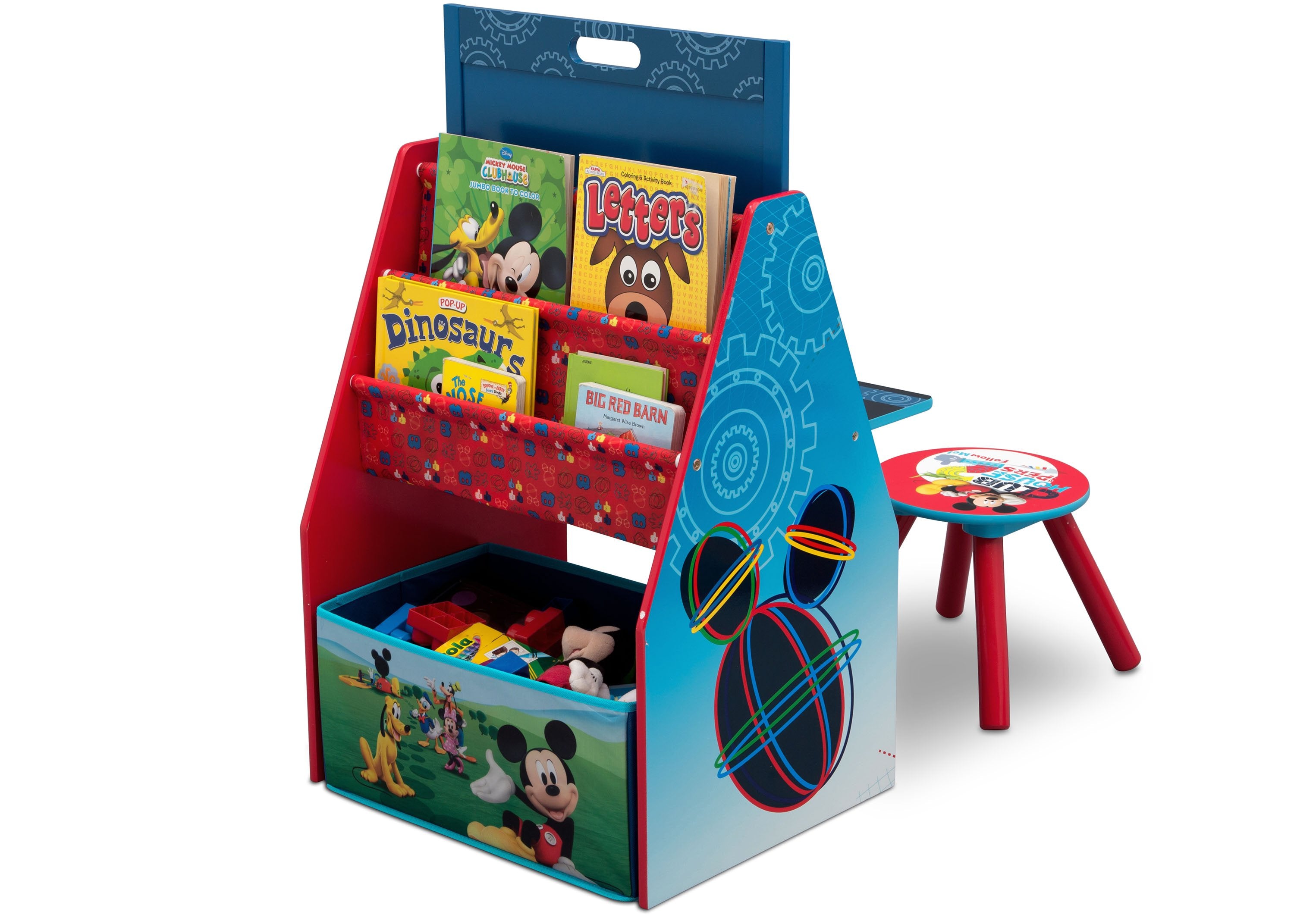 Mickey Mouse Kids Activity Center - Adjustable Easel Desk with Stool & Toy Storage Organizer for Drawing, Learning & Play - Perfect for Preschool Classroom & Home Playroom