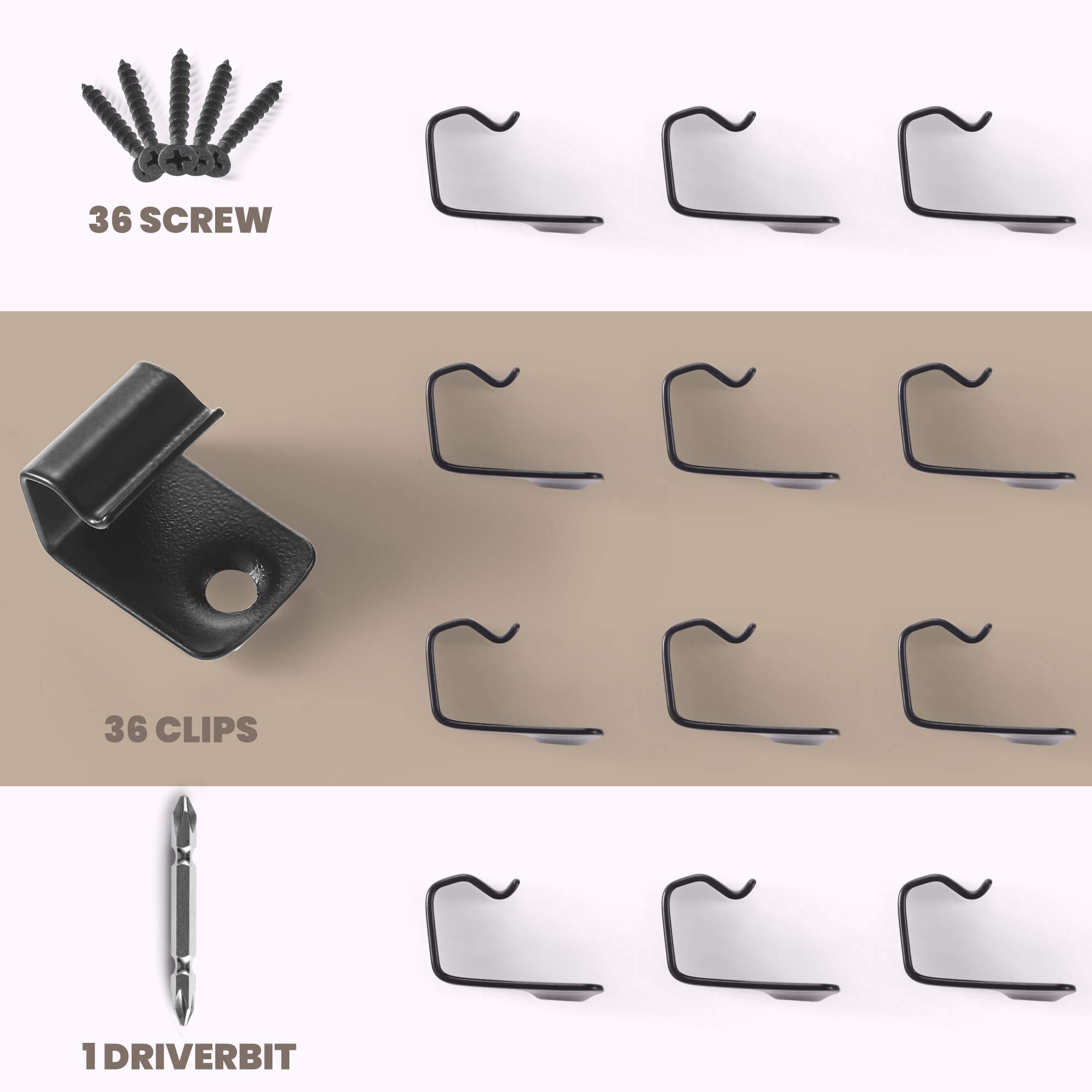 36 Pack Black Universal Starter Deck Clips - Stainless Steel Hidden Fasteners for 400 SQ.FT Decking Boards | DIY Deck Installation & Outdoor Wooden Deck Construction Accessories