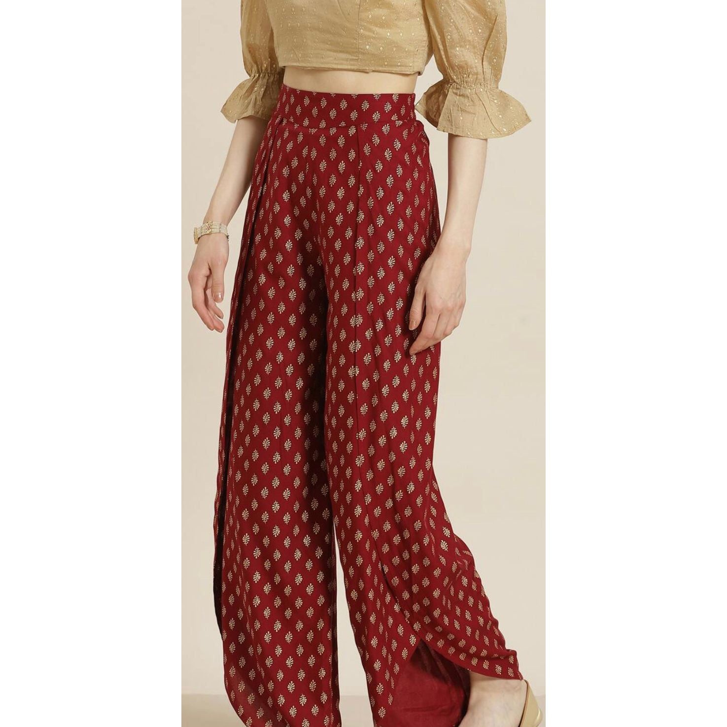 Stylish Maroon and Gold Printed Dhoti Pants for Men | Traditional Indian Cotton Lounge Pants | Perfect for Yoga, Meditation & Cultural Events