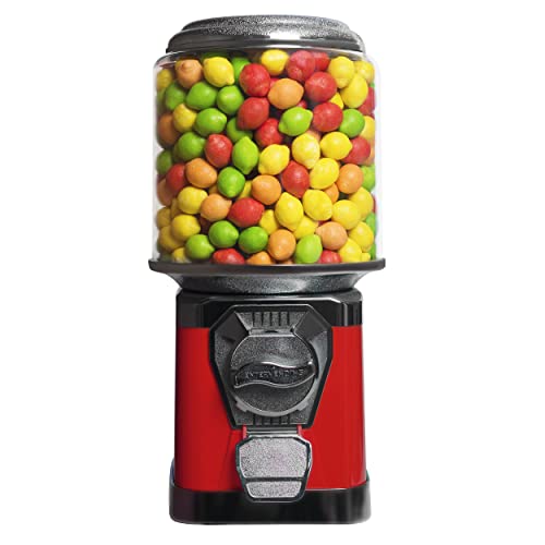 Red Gumball Machine for Kids - Coin Operated Bubble Gum Vending Machine with Cylinder Globe - Fun Home & Party Candy Dispenser for Birthday, Classroom, Arcade