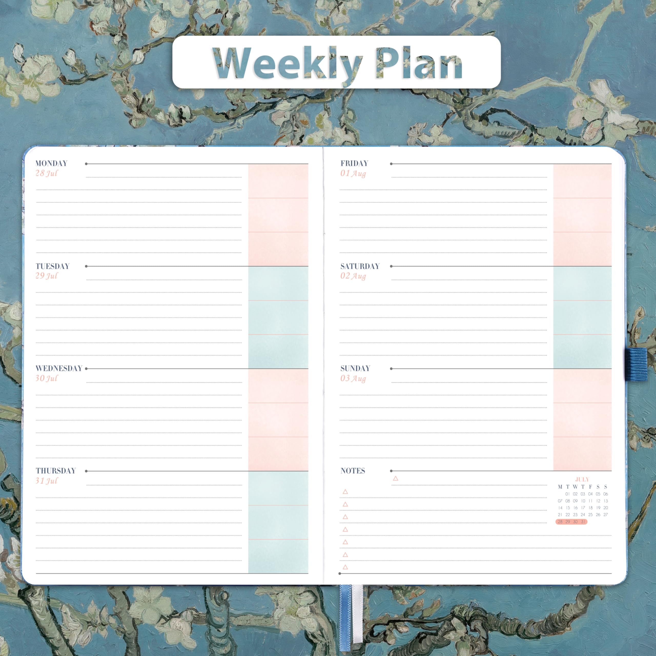 2025-2026 Academic Planner - A5 Weekly Diary from August 2025 to July 2026 | Daily Organizer with Floral Design | 8.4