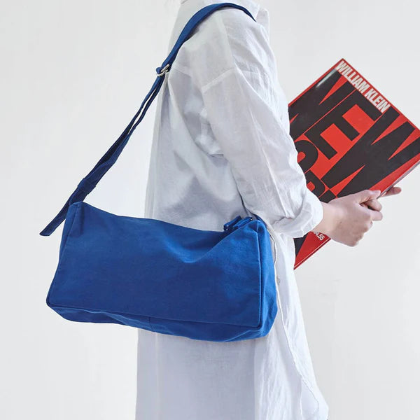 Kurashiki Hampu Canvas Shoulder Bag (Rectangle) - Safflower Red - Japanese Vintage Cotton Tote - Perfect for Work, Travel & Everyday Use