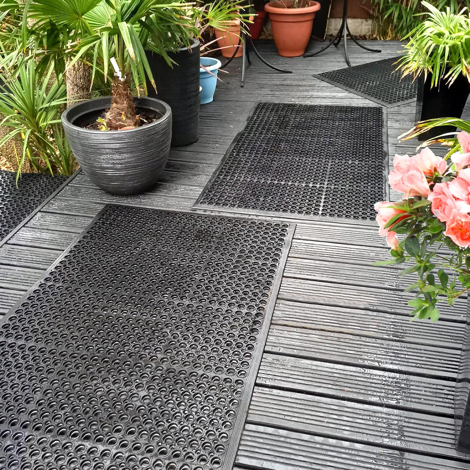 Uyoyous 59x35.4 Inch Non-Slip Rubber Floor Mat with Drainage Holes - Heavy Duty Commercial Kitchen Mat for Restaurants, Bars, Indoor & Outdoor Use - Perfect for High Traffic Areas, Food Prep Stations, and Wet Environments