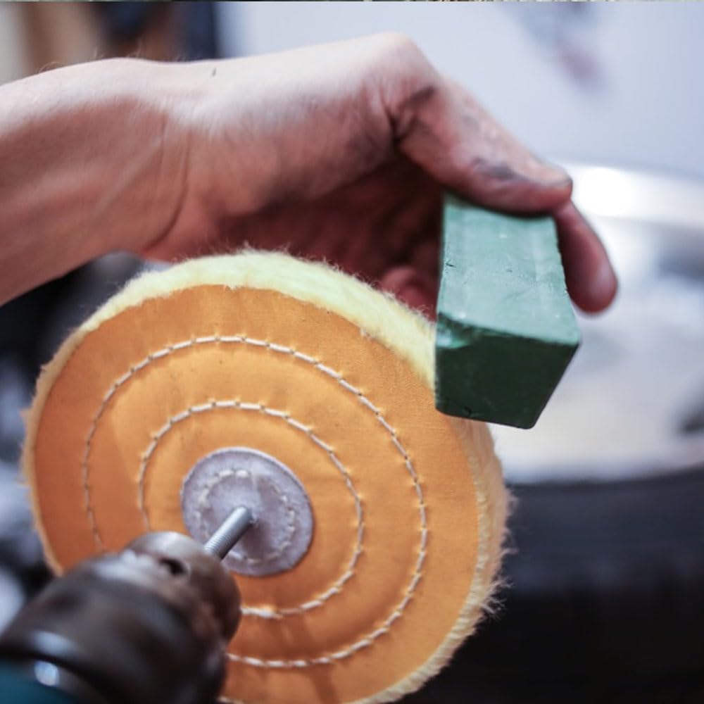 Auniwaig 5 Inch Cotton Buffing Polishing Wheel for Bench Buffer & Bench Grinder - 12mm Arbor Hole (1pc) - Perfect for Metal Polishing, Jewelry Making & Automotive Detailing