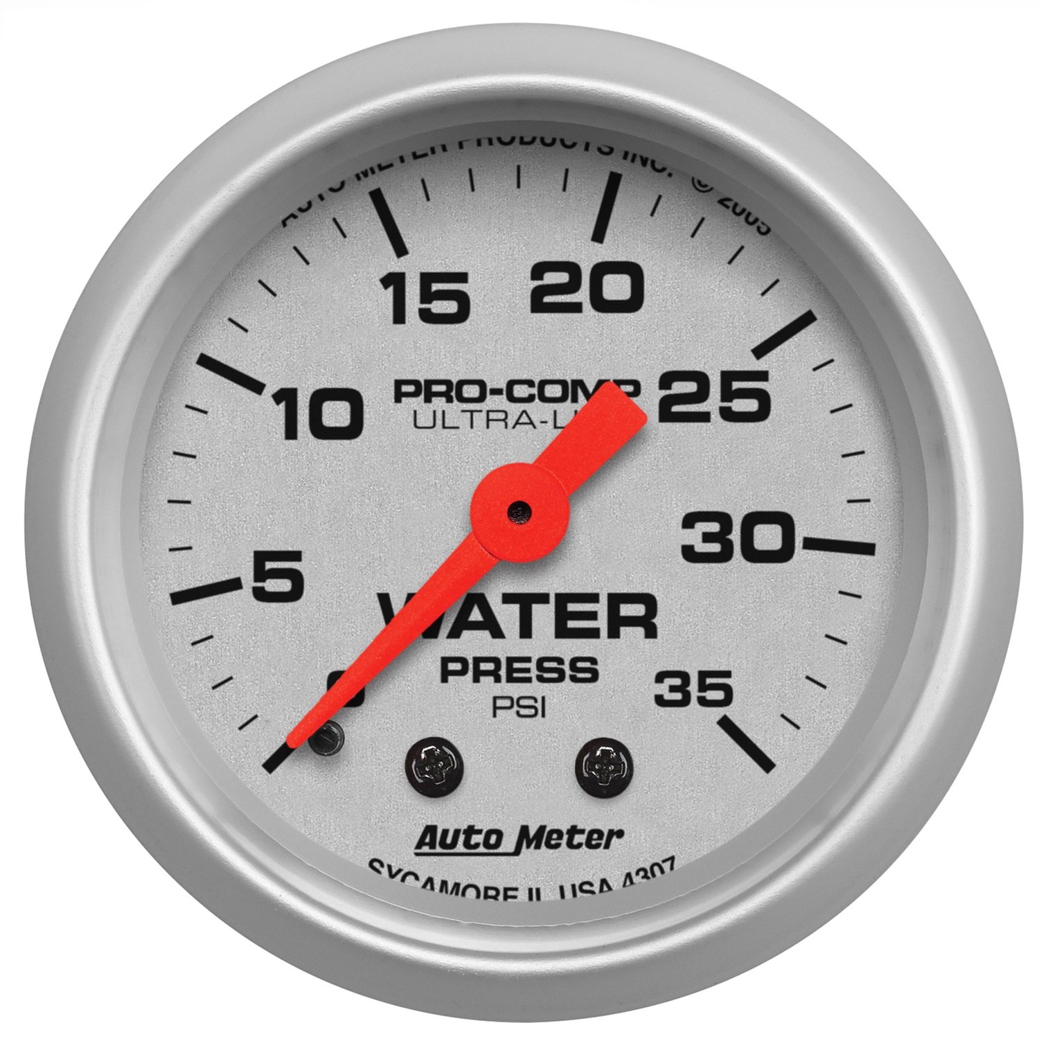 Auto Meter 4307 Ultra-Lite Mechanical Water Pressure Gauge 0-100 PSI - for Automotive, Marine & Industrial Applications - Monitor Engine Cooling System, Hydraulic Pressure & Fluid Levels
