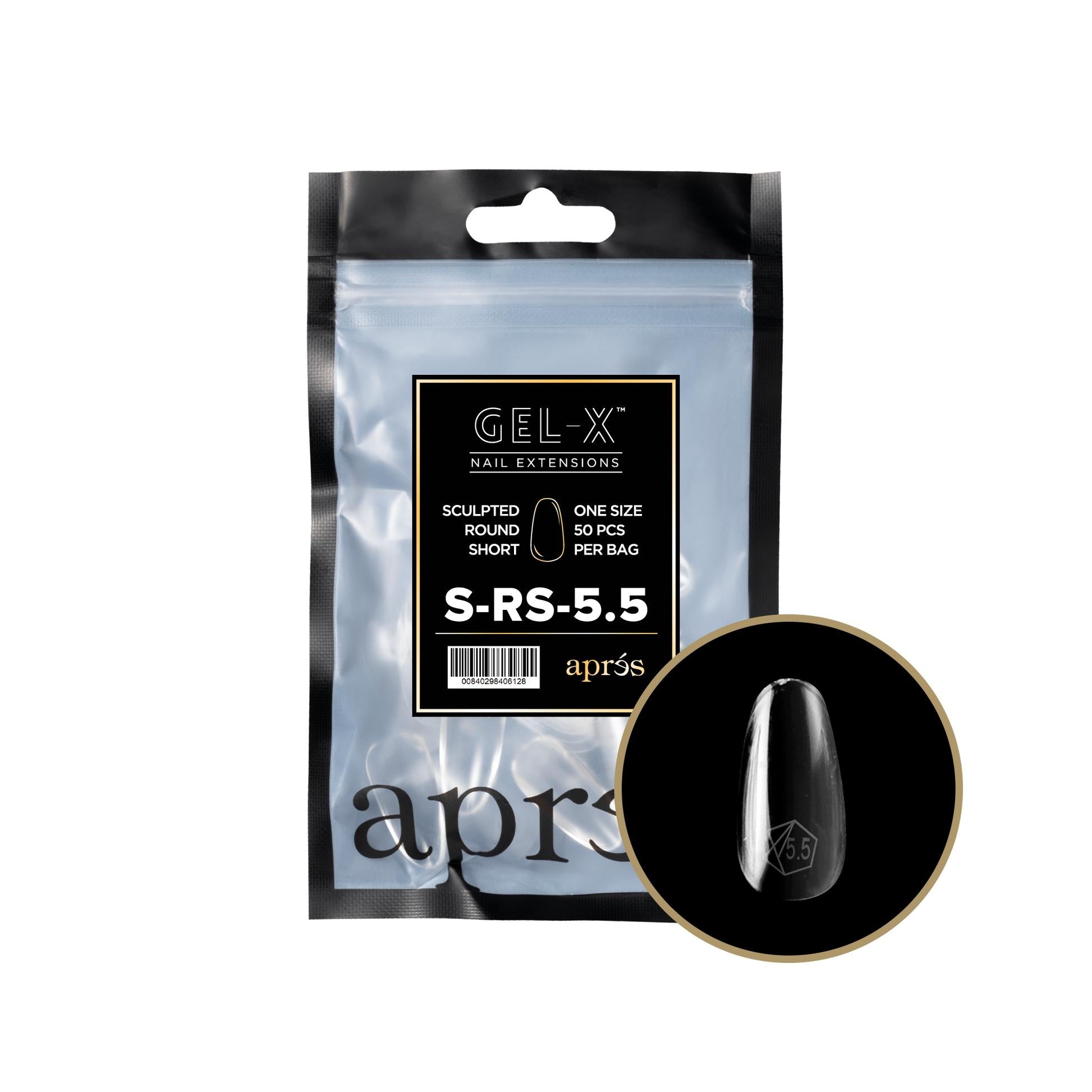Apres Gel X 2.0 Refill Bags - Sculpted Round Short Size 5.5 (50 Pcs) | Professional Nail Extension Kit for DIY Manicures & Salon Use | Perfect for Home, Travel, and Special Occasions