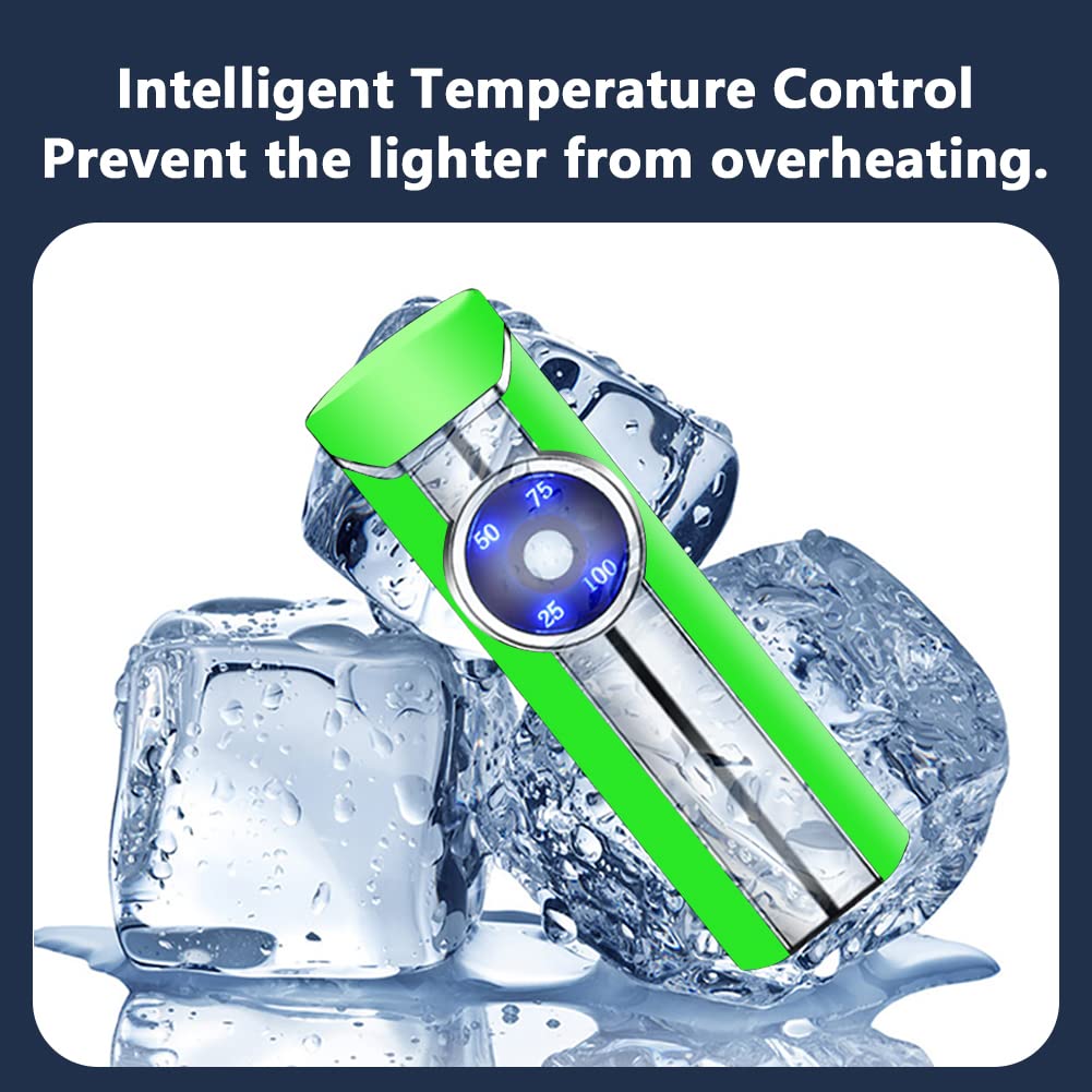 SKRFIRE Electric Triple Arc Plasma Lighter - USB Rechargeable, Windproof & Flameless, Portable Lighter with Digital Power Display for Candles, Fireworks, Camping, BBQ, Outdoor Adventures (Green)