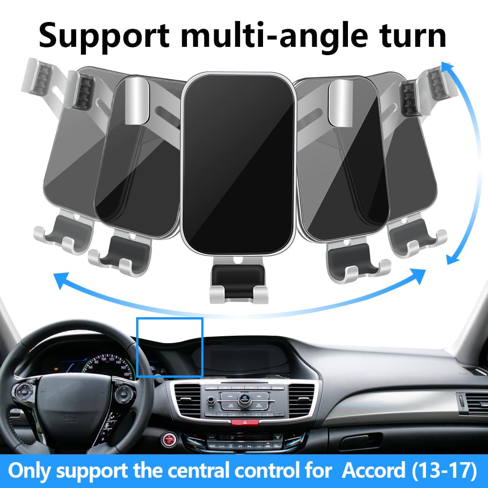 Universal Car Phone Holder Mount for Honda Accord 2013-2017 & Accord Hybrid 2014-2017 | 9th & 9.5th Gen Compatible | Anti-Slip Dashboard & Air Vent Cell Phone Cradle | Hands-Free Driving Accessory - Perfect for GPS Navigation, Music Control & Safe Commuting