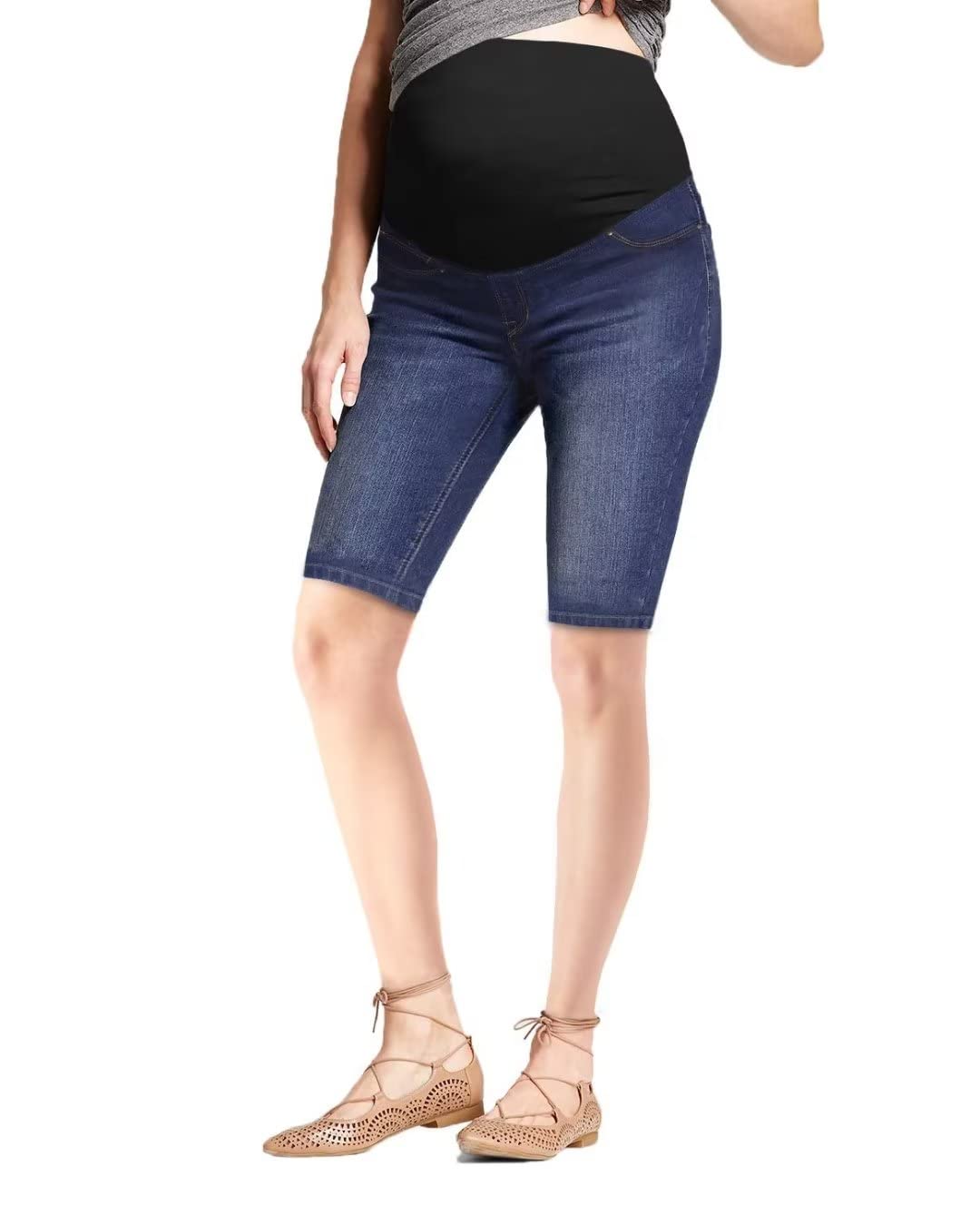 Super Comfy Stretch Maternity Bermuda Shorts for Women - Hybrid Breathable Fabric - Perfect for Pregnancy, Lounging & Summer Outfits