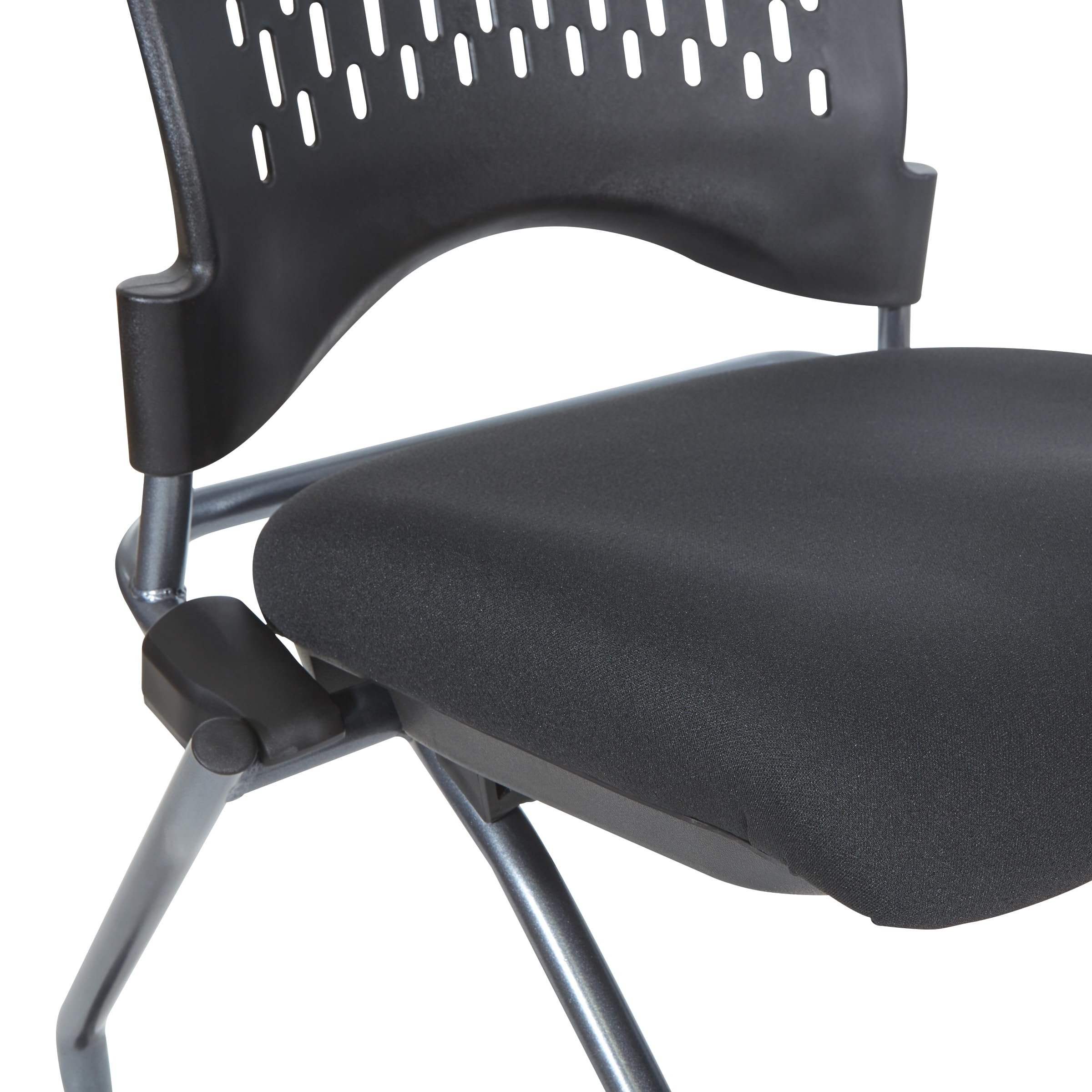 Office Star Deluxe Ventilated Plastic Wrap Around Back Folding Nesting Chair 2-Pack with Coal FreeFlex Fabric - Perfect for Office, Conference Rooms, Events & Home Use