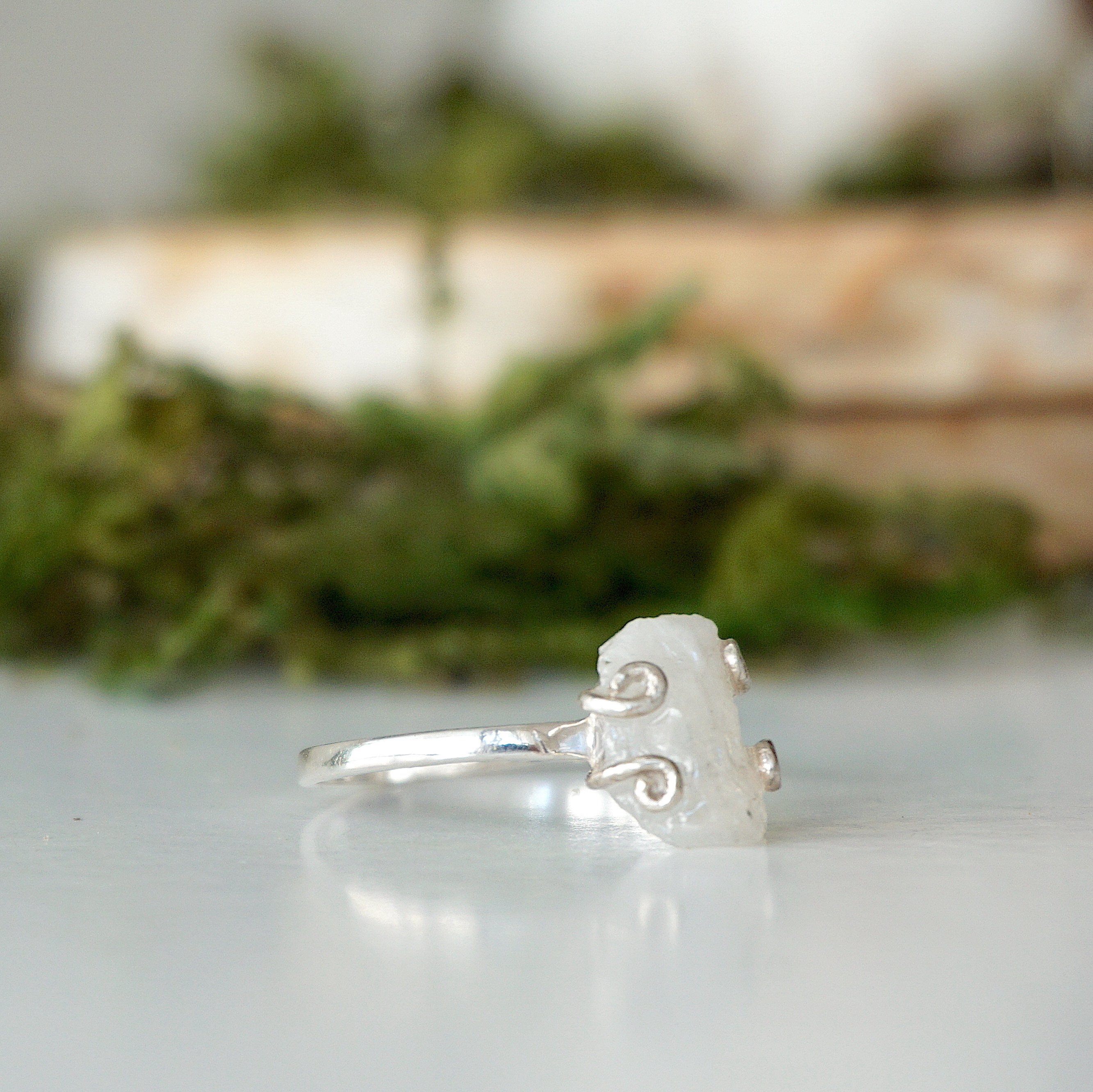 Rainbow Moonstone Sterling Silver Adjustable Ring for Women – Elegant Boho Jewelry for Everyday Wear & Special Occasions