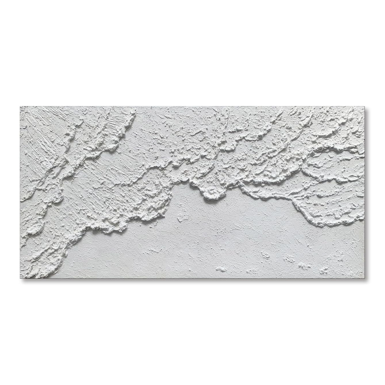 Handmade White Textured Wall Art - Contemporary Modern Ocean Wave Abstract Oil Painting on Canvas - Perfect for Living Room & Bedroom Decor - Coastal Beach Theme Home Interior Design
