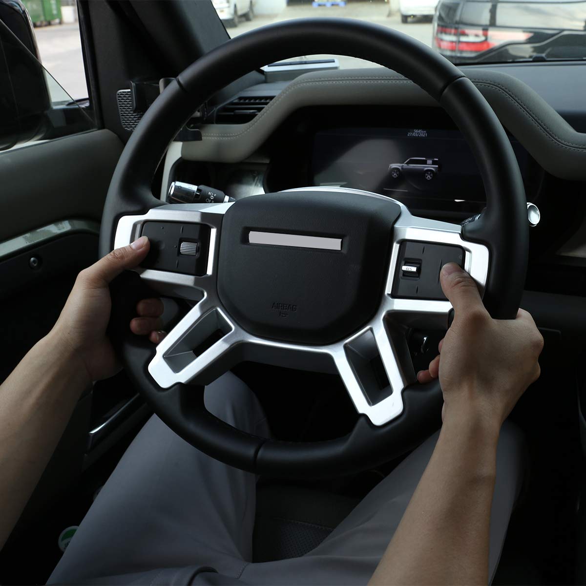 Land Rover Defender 110 2020 ABS Interior Steering Wheel Cover Trim - Silver Car Accessories for Enhanced Grip & Style | Perfect for Off-Road Adventures & Daily Commutes