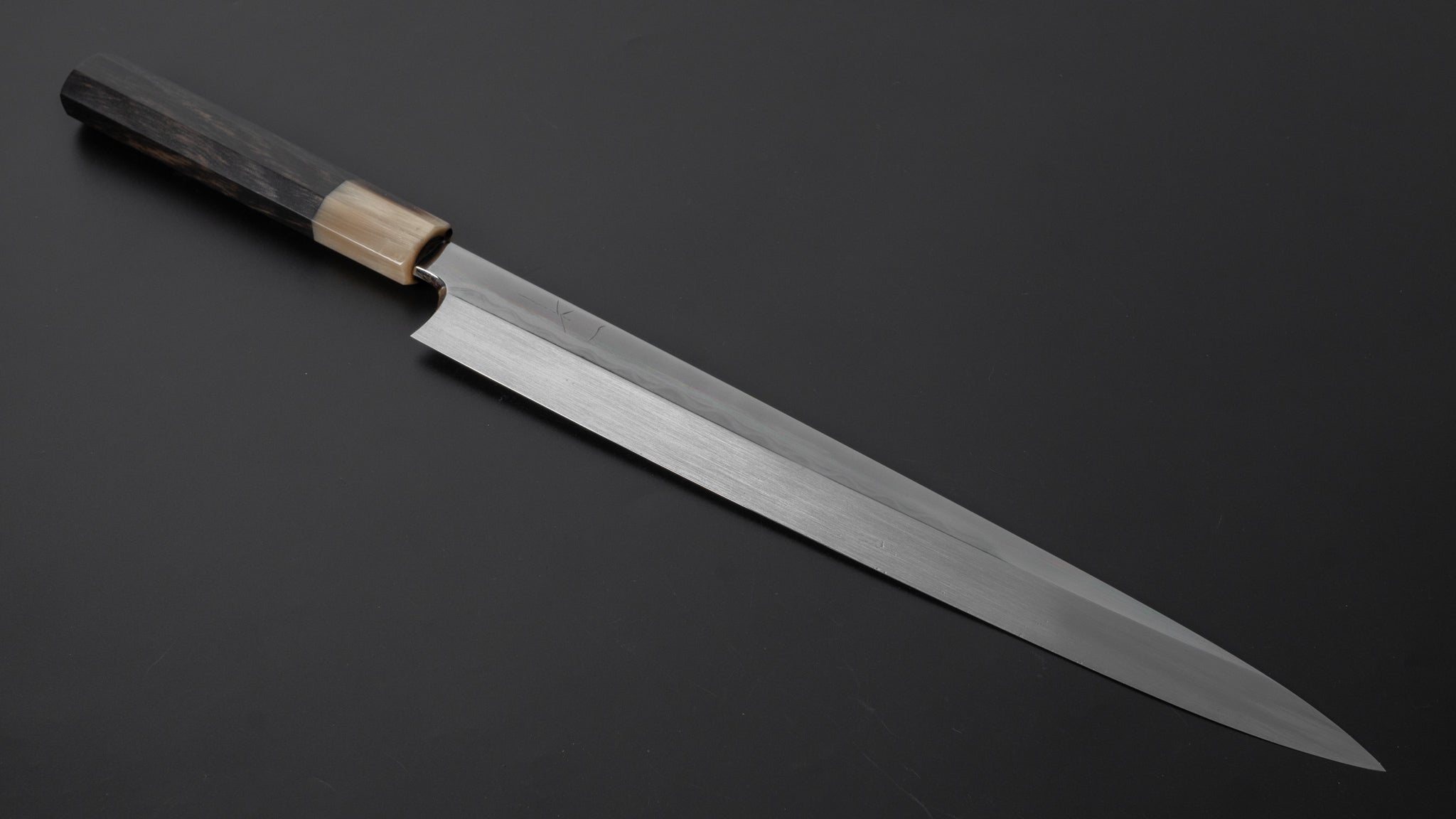 Hitohira Togashi White #1 Mizu Honyaki Yanagiba 300mm Japanese Sushi Knife with Taihei Ebony Handle & Saya - Perfect for Sushi Chefs & Professional Kitchen Use