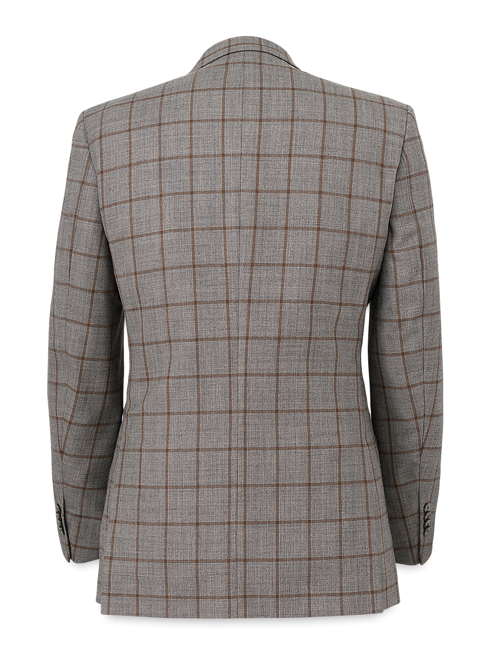 Wool Windowpane Single Breasted Peak Lapel Sport Coat - Grey/Brown | Classic Business Blazer for Men | Perfect for Office, Weddings & Formal Events
