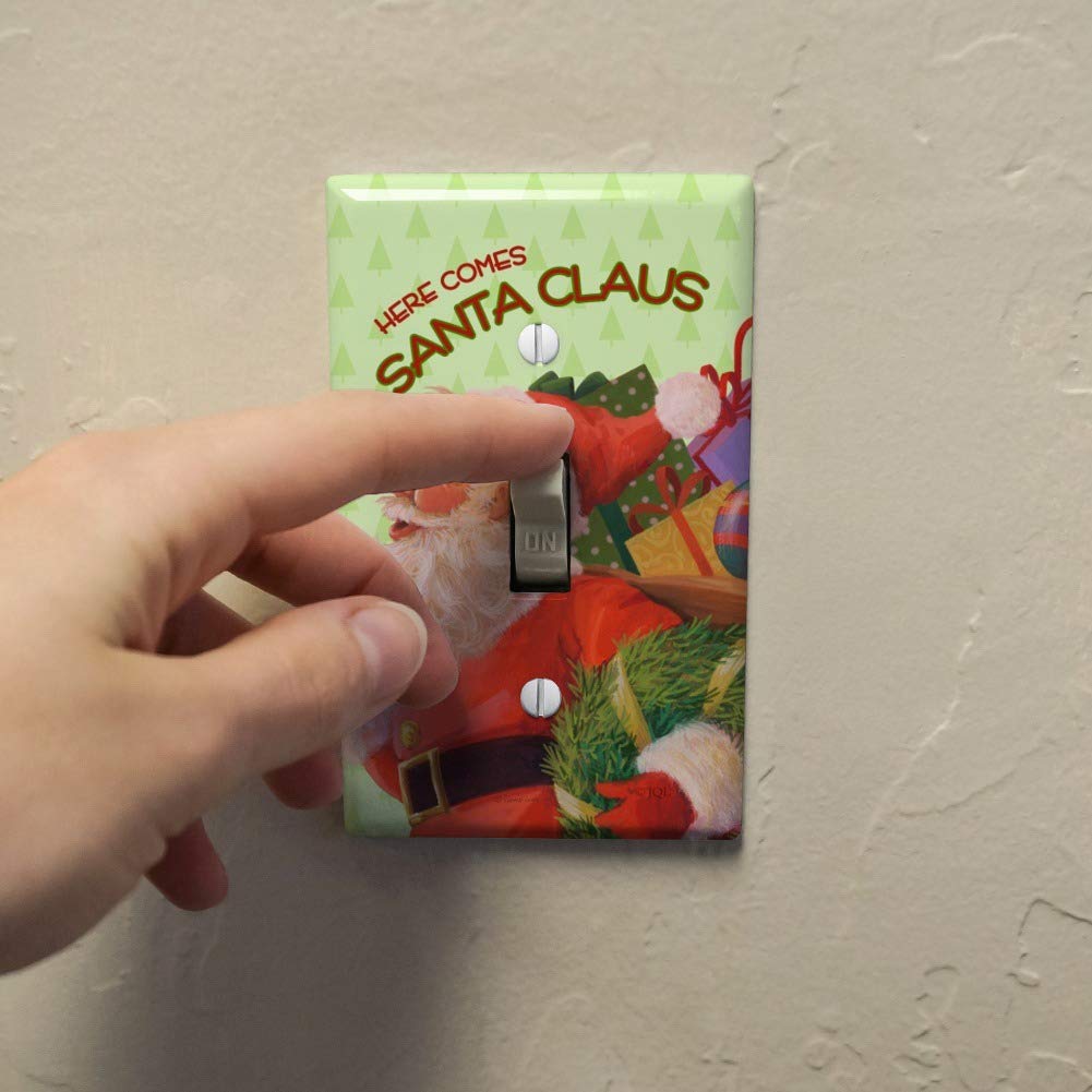 Christmas Santa Claus Plastic Wall Decor Light Switch Plate Cover - Holiday Home Decor for Bedroom, Living Room & Kitchen