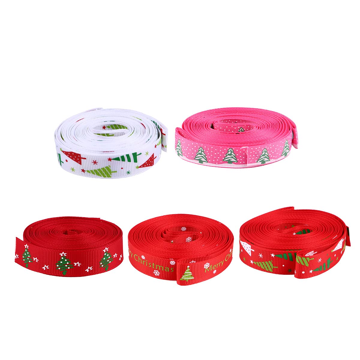 Artibetter 5-Pack Christmas Gift Wrapping Ribbons - Printed Decorative Ribbon for Holiday Presents, Party Favors, and DIY Crafts - Perfect for Gift Bows, Tree Decorations, and Festive Packaging