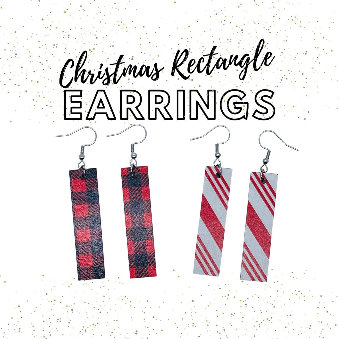 Festive Christmas Rectangle Earrings for Women - Acrylic Holiday Jewelry Set | Elegant Xmas Gift & Stocking Stuffers for Parties, Office Celebrations & Family Gatherings