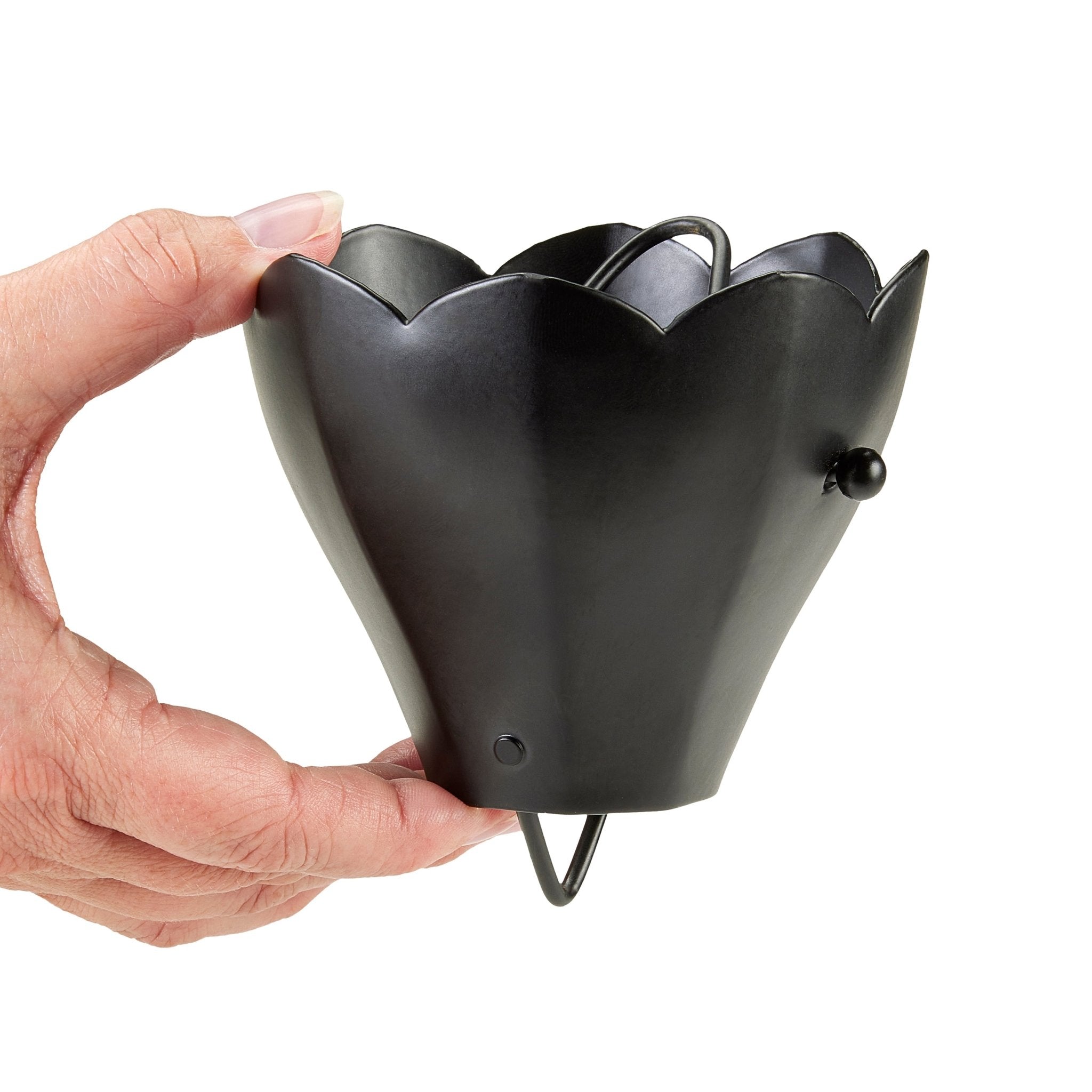 Black Tulip Rain Chain 8.5 ft with 13 Large Cups - Elegant Garden Gutter Downspout Decor for Outdoor Water Drainage