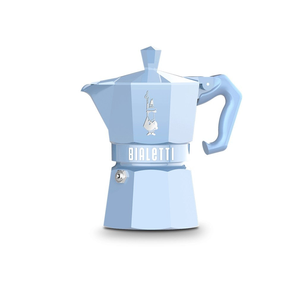 Bialetti Exclusive Moka Express Stovetop Espresso Maker - 6 Cup, Light Blue - Perfect for Home Coffee Brewing & Italian Style Espresso