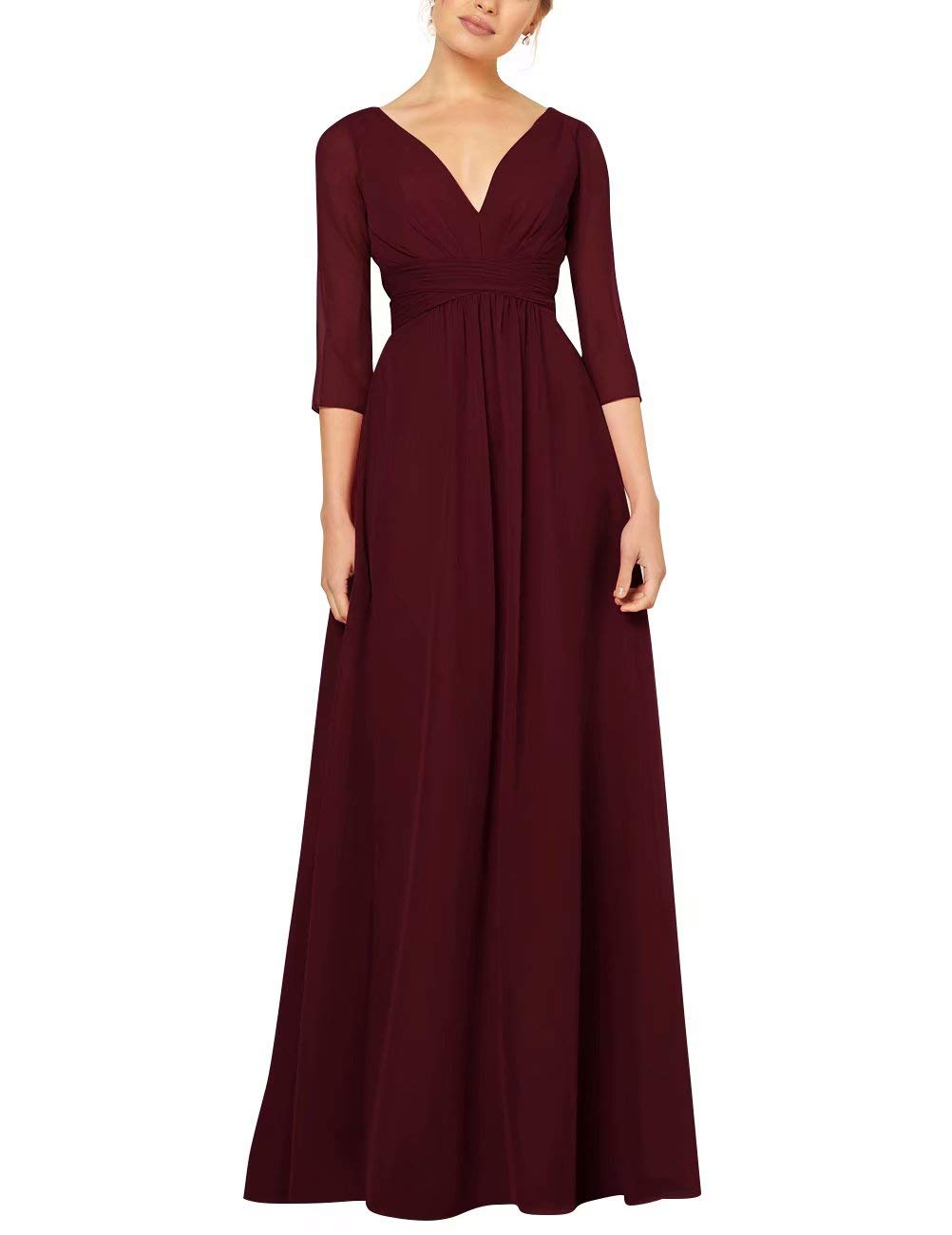 Elegant Long Sleeve Chiffon Mother of the Bride Dress - Formal Wedding Guest Gown for Evening Ceremonies & Special Occasions
