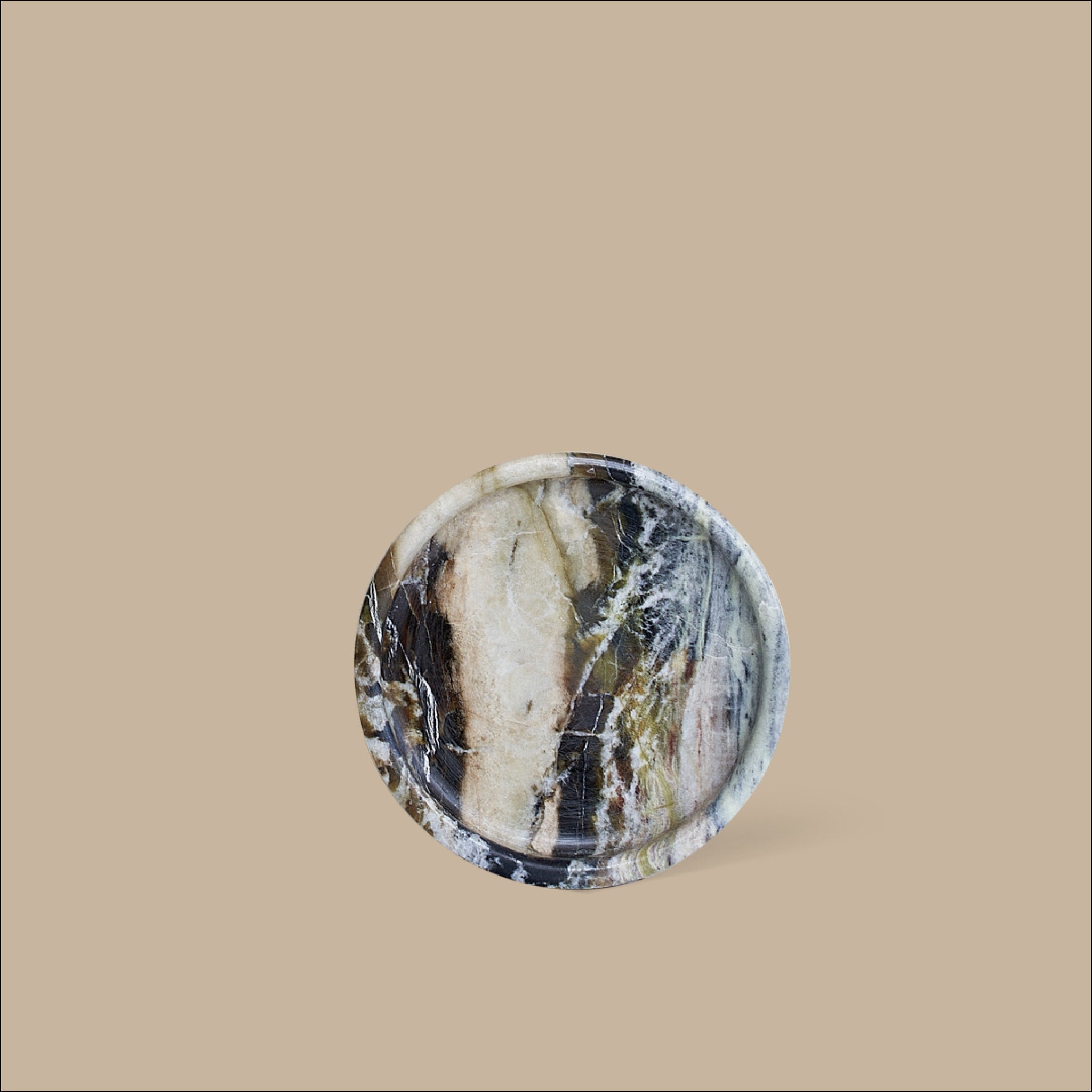 BLACK BLAZE Oasis Small Marble Dish - 9.7cm Round Decorative Tray for Jewelry, Keys & Home Decor | Perfect for Vanity, Entryway & Gift Giving